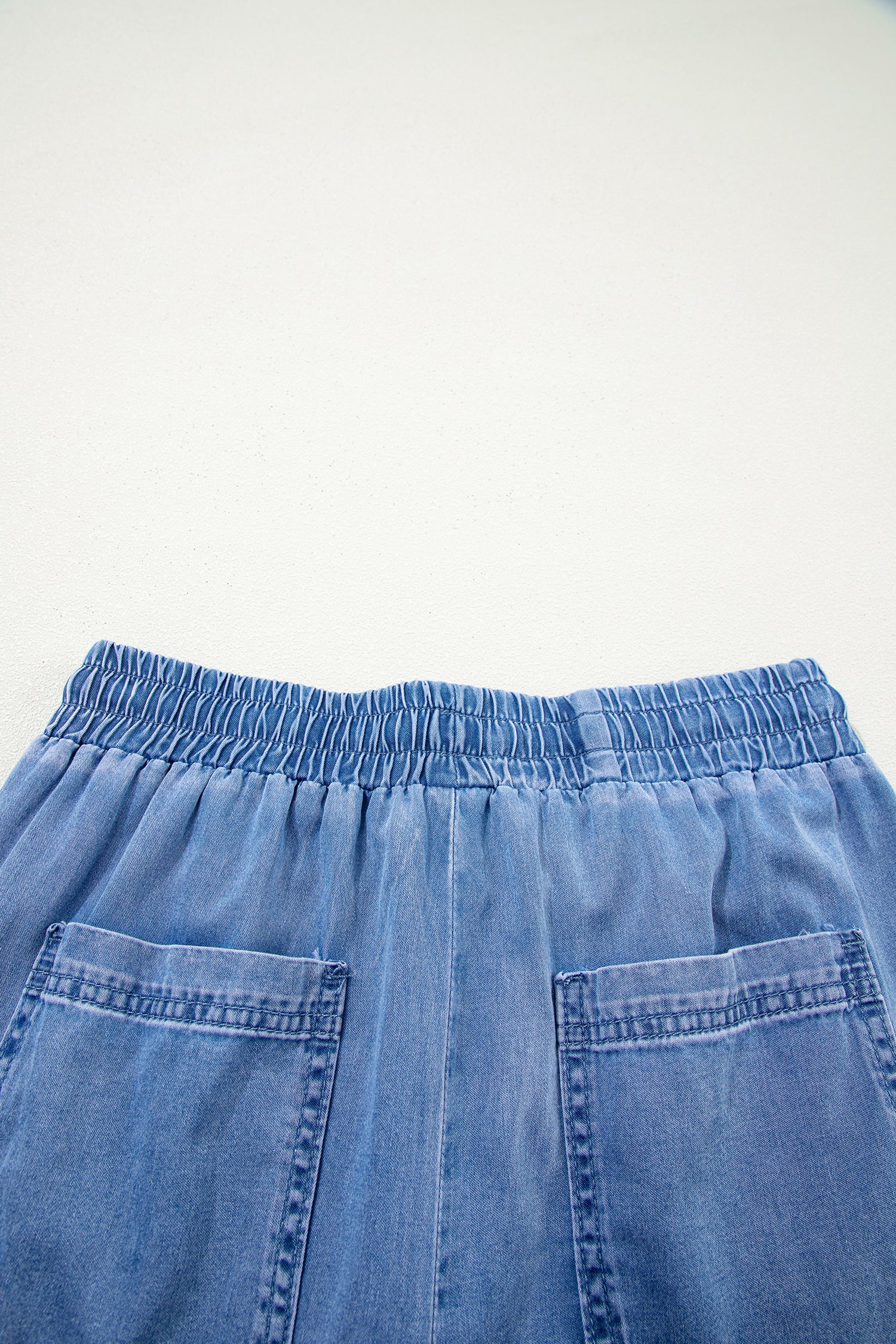 Beau Blue Drawstring Elastic Waist Pocketed Loose Denim Pants | UK 8–18