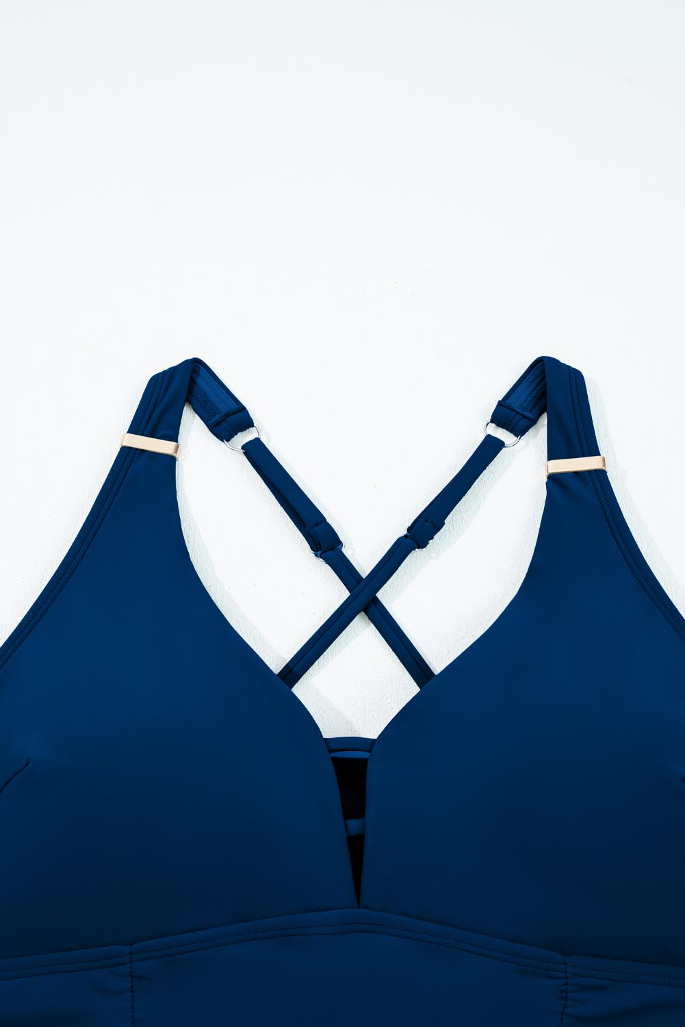 Women's Women Stripe Patchwork Crossed Straps A-Line One Piece Swim Dress Blue Navy S-2XL at LivelyLooks