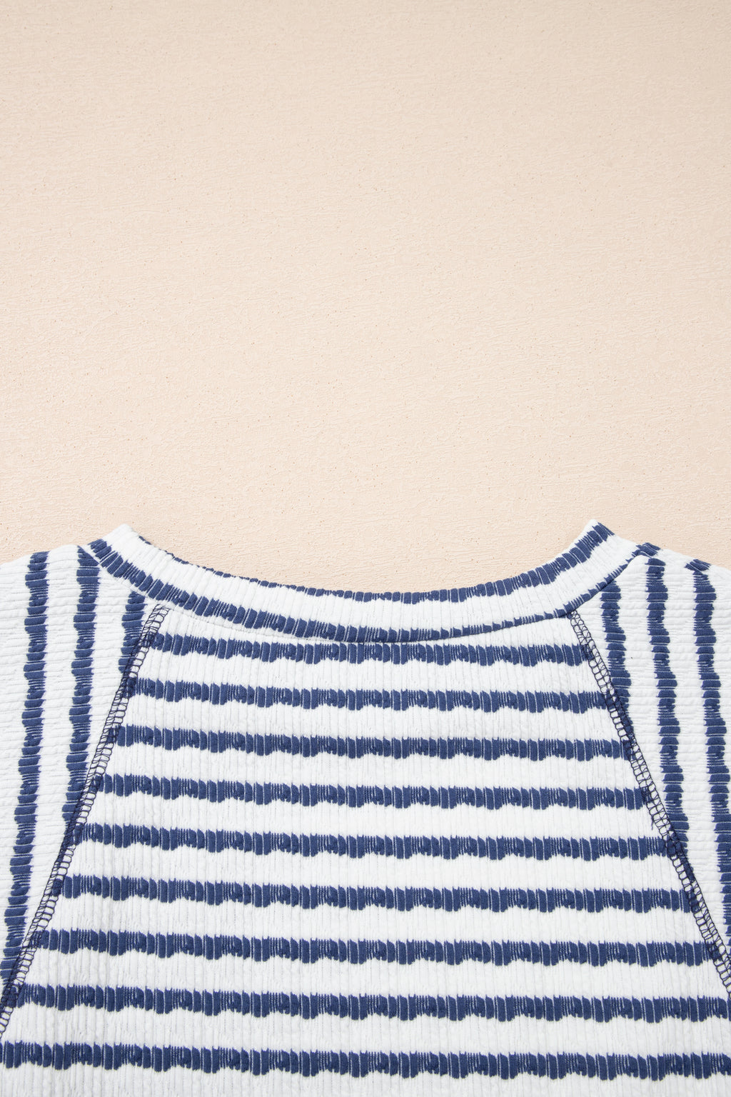 LivelyLooks Brown Stripe Textured Knit Split Hem Half Sleeve Loose Top women's fashion