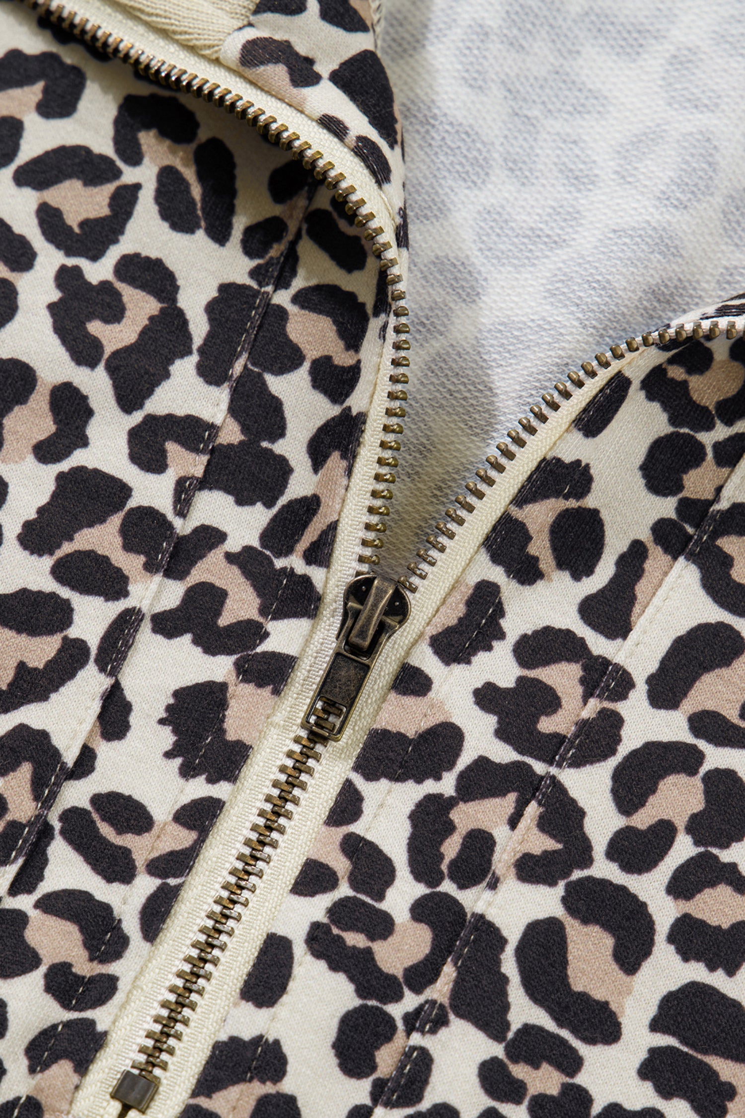 Women's Khaki Leopard Print Zip Neck Patchwork Mini Dress at LivelyLooks