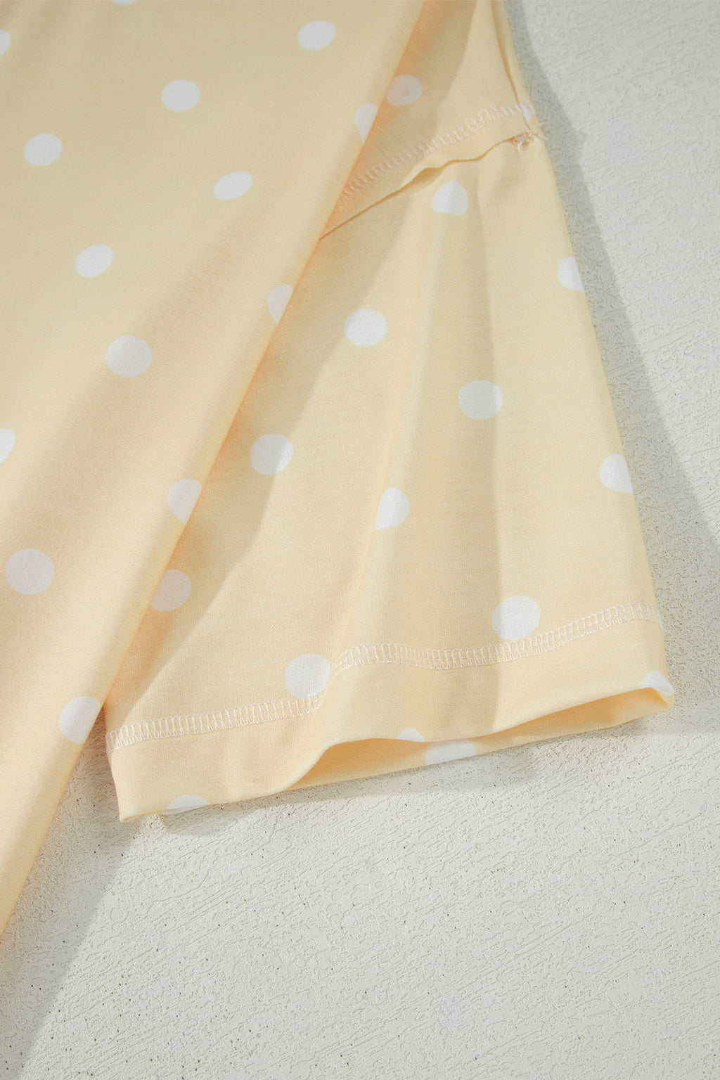 White Polka Dot Exposed Seam Loose Tee & Drawstring Shorts Set S-XL