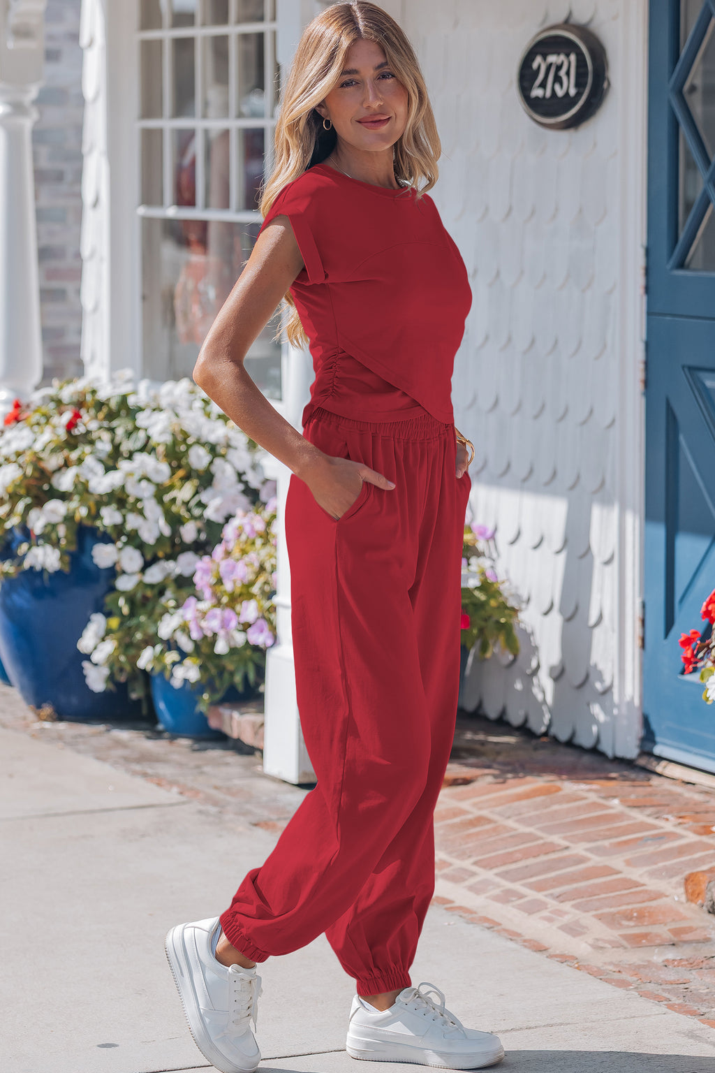 Solid Cropped Cap Sleeve Tank & Jogger Pants Set | 4 Colours | Sizes 8-22