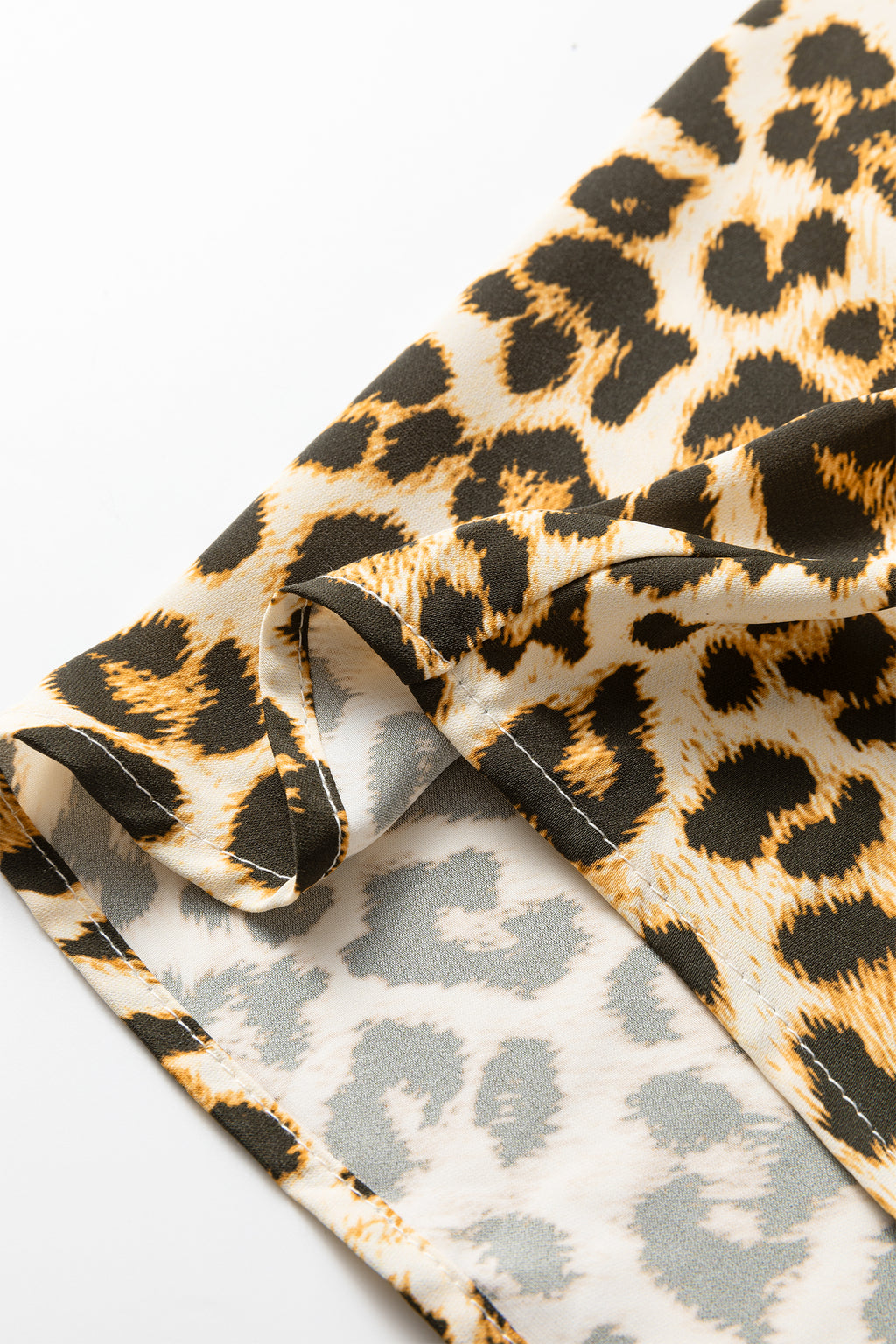 Khaki Leopard Print Contrast Trim Shirt | Sizes 8-22