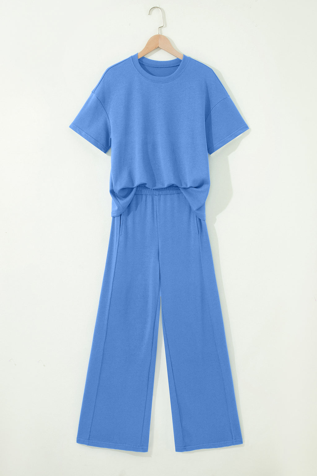 Solid Oversized Tee & Pocketed Wide Leg Trousers Set | 3 Colours | Sizes 8-22