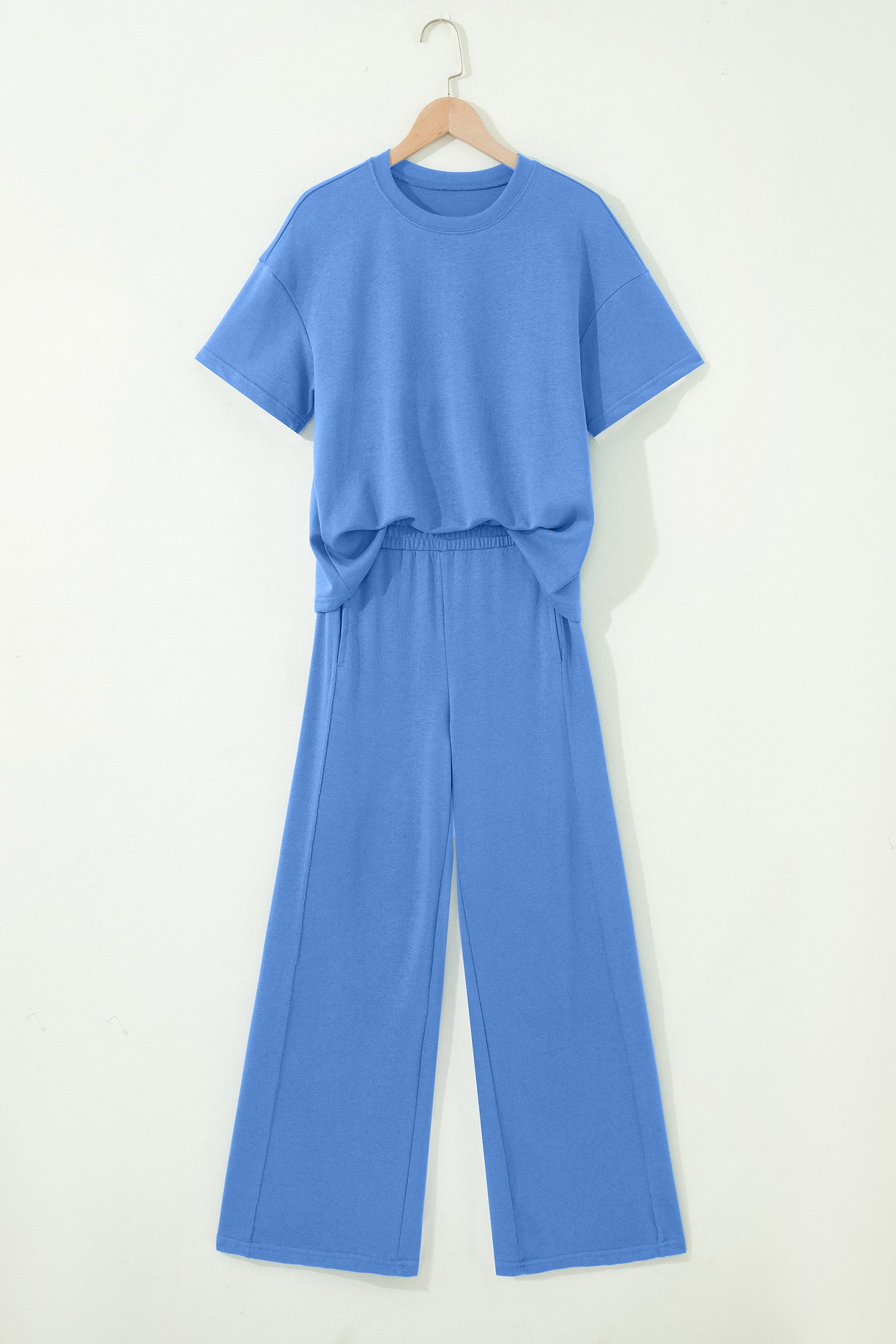 Solid Oversized Tee & Pocketed Wide Leg Trousers Set | 3 Colours | Sizes 8-22