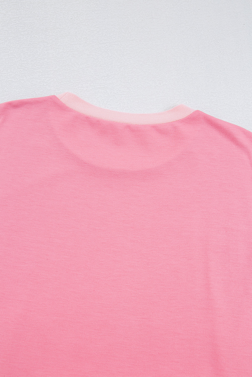 Peach Blossom Half Sleeve Raw Seam High-Low Side Split Top