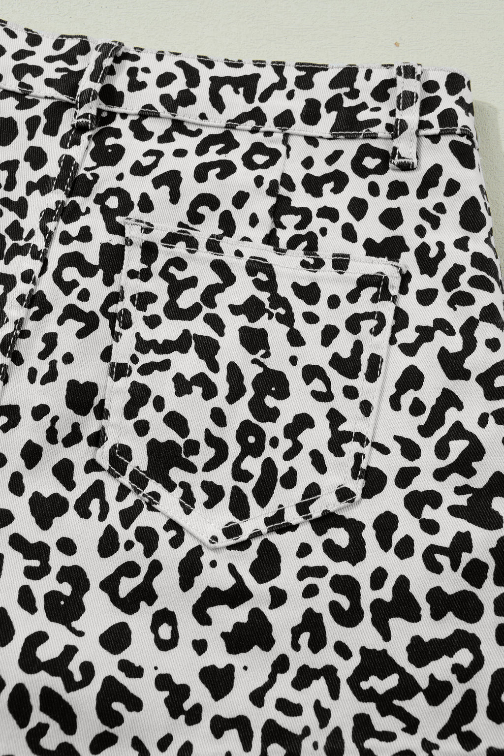 Leopard Print Button Overlap Denim Shorts | Brown