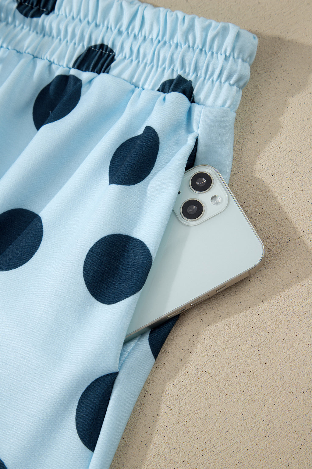 Polka Dot Print Tee & Shorts Co-ord Set | Pink, Black & Sky Blue