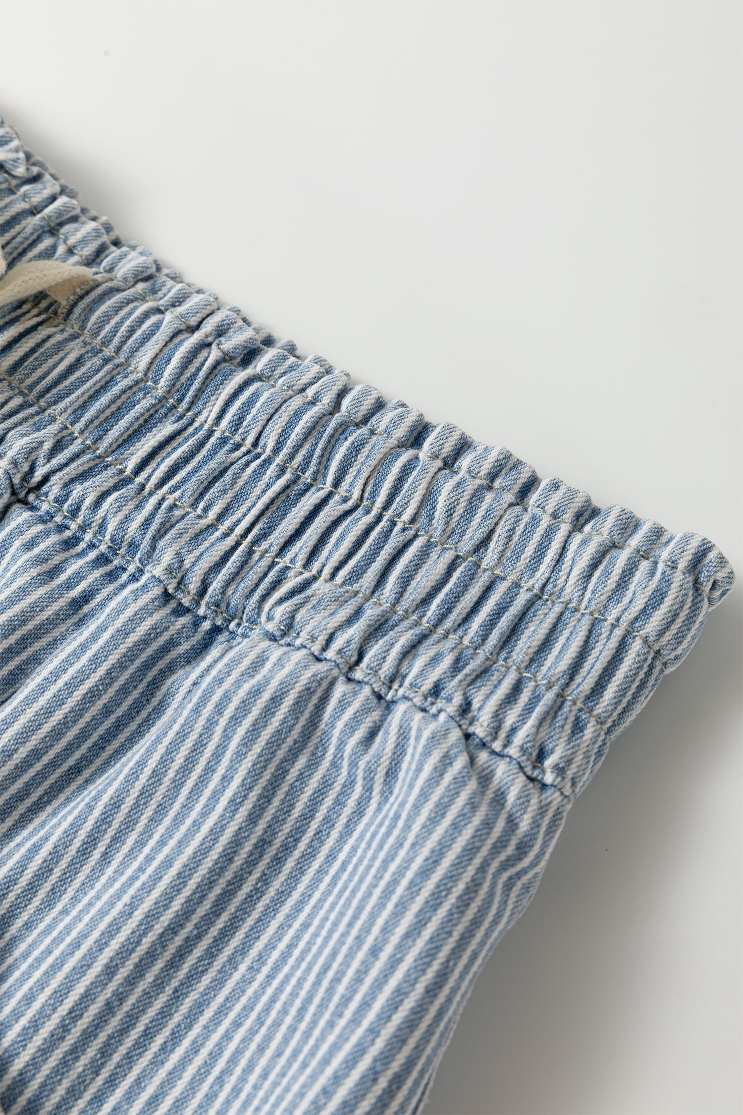 LivelyLooks Sky Blue Stripe Raw Edge Drawstring Elastic Waist Denim Shorts UK 8-20 women's fashion