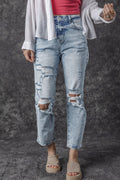 Women's Women's Light Wash Slim Fit Jeans Frayed Hem High Waist Sizes 6-16 at LivelyLooks