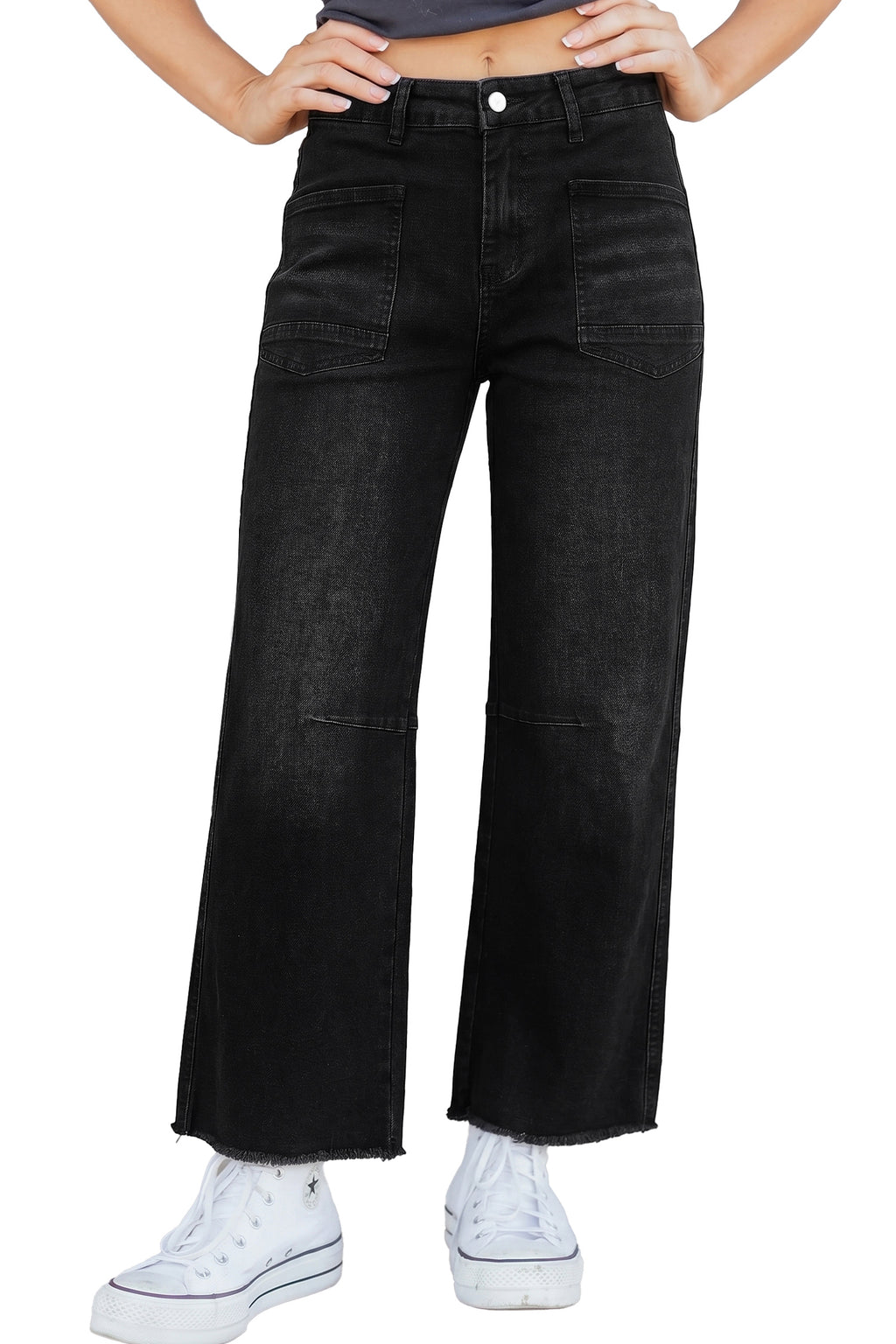 Women's Frayed Cropped Straight Leg Jeans UK 4-16 at LivelyLooks