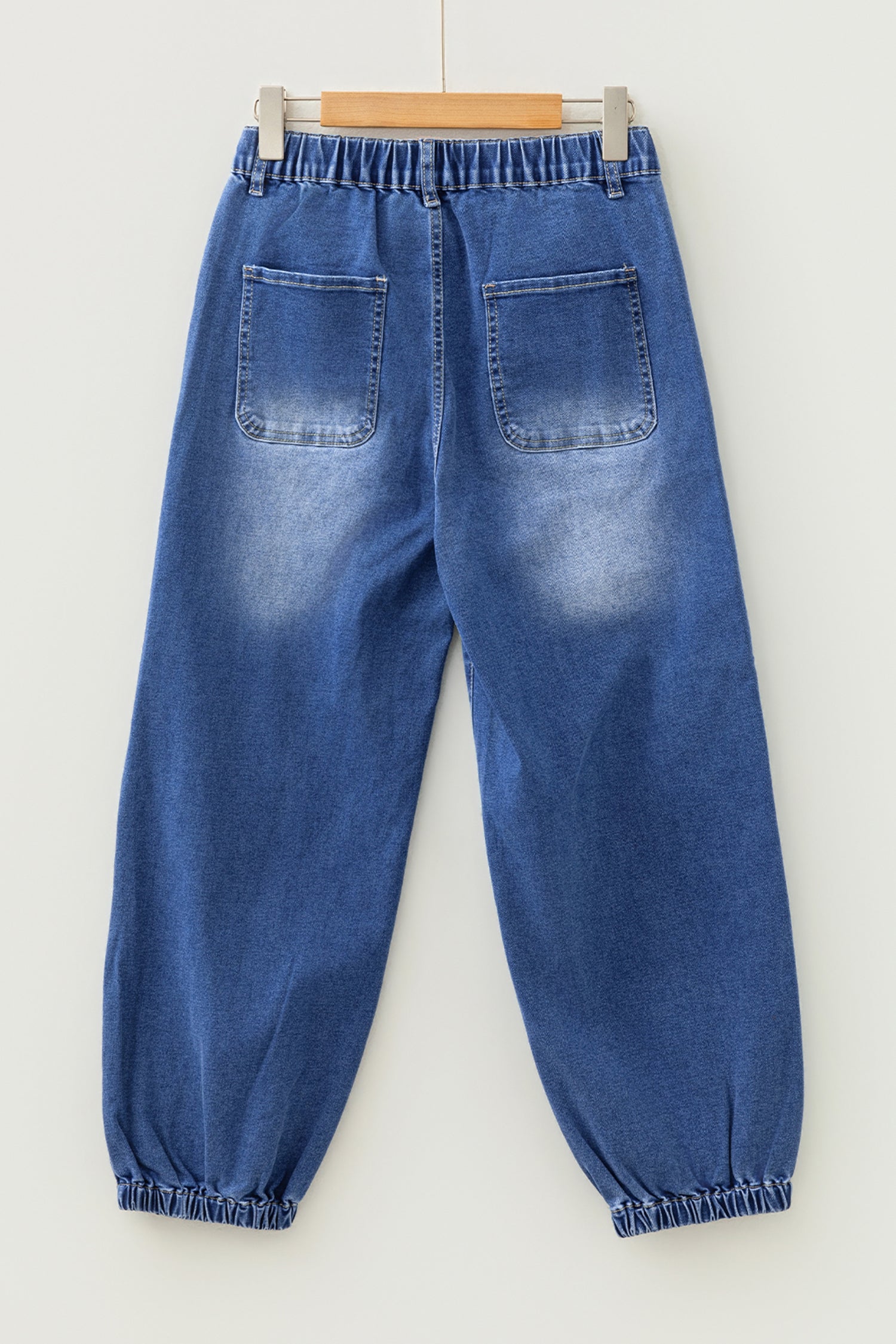 Shop Blue 4-Button Front Tapered Casual Loose Fit Jeans UK 8-20 at LivelyLooks