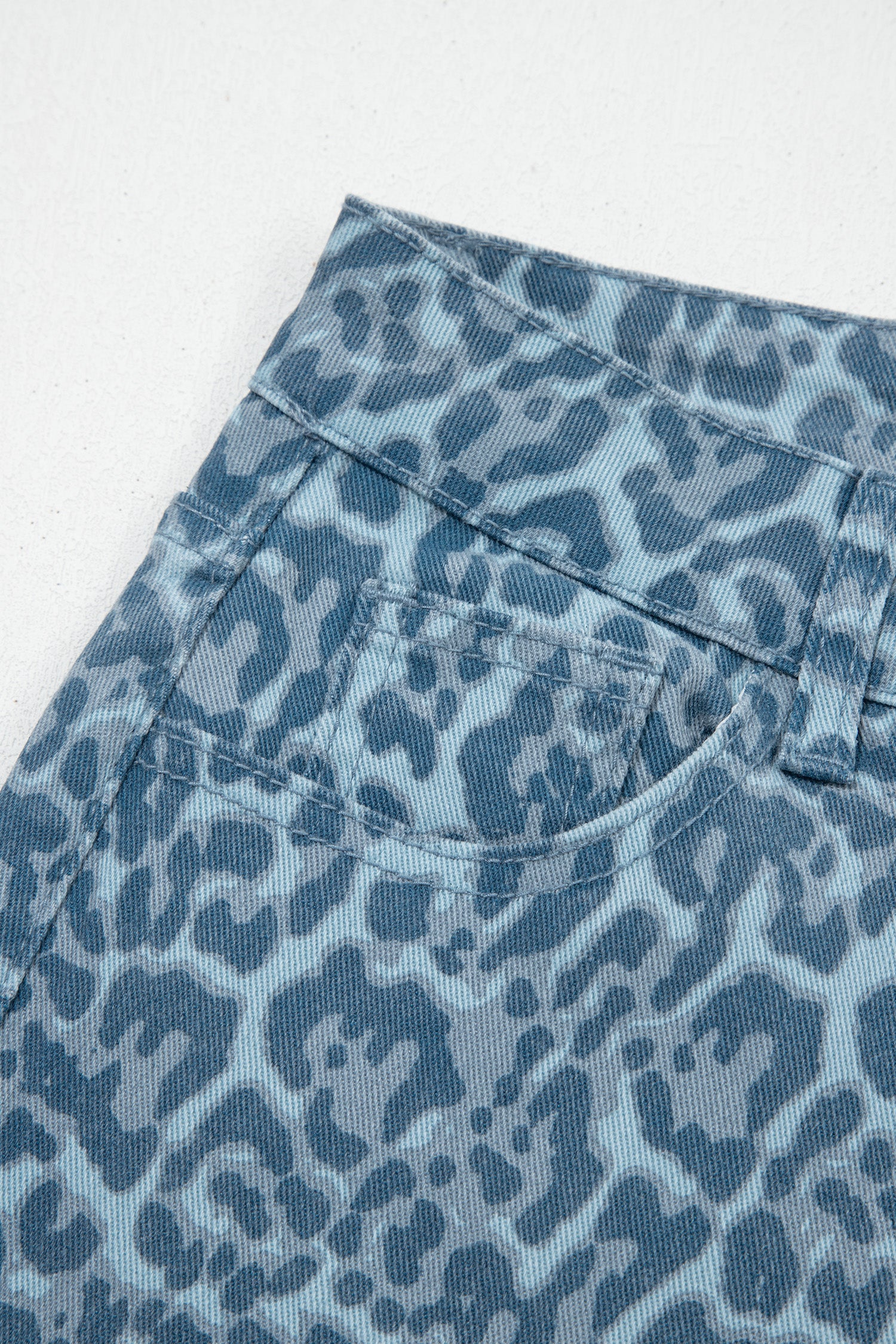 Women's Leopard Print Wide Leg High Waist Jeans | Brown, Grey, Blue & Pink at LivelyLooks