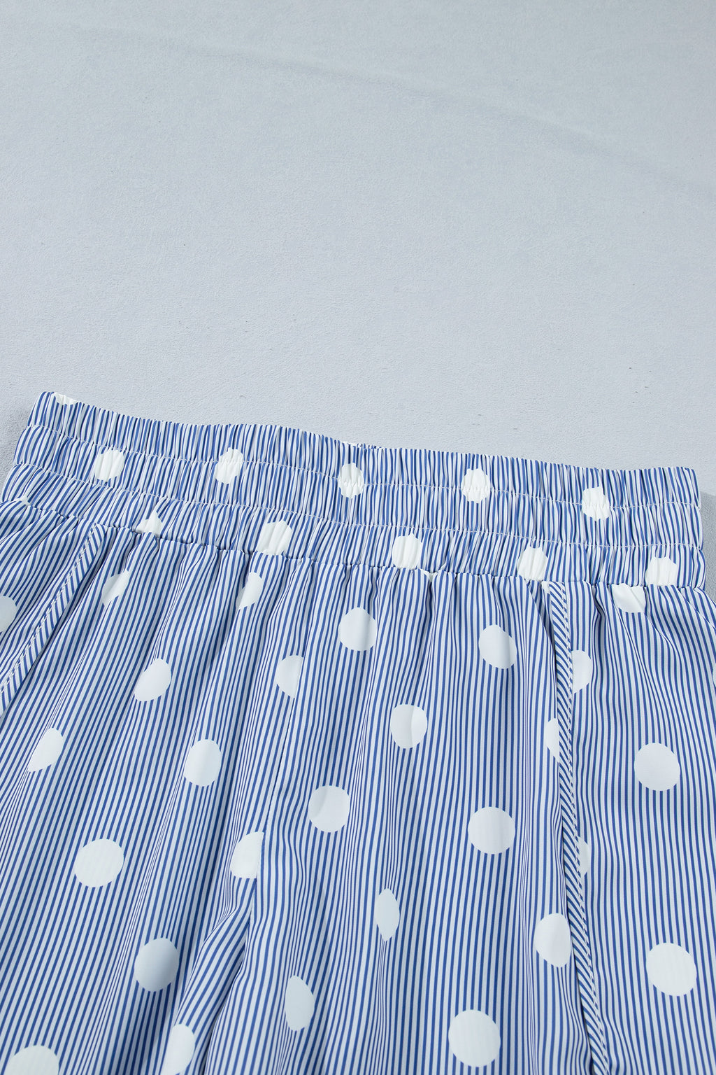Polka Dot Shirred High Waist Casual Shorts | Apricot & Sky Blue
