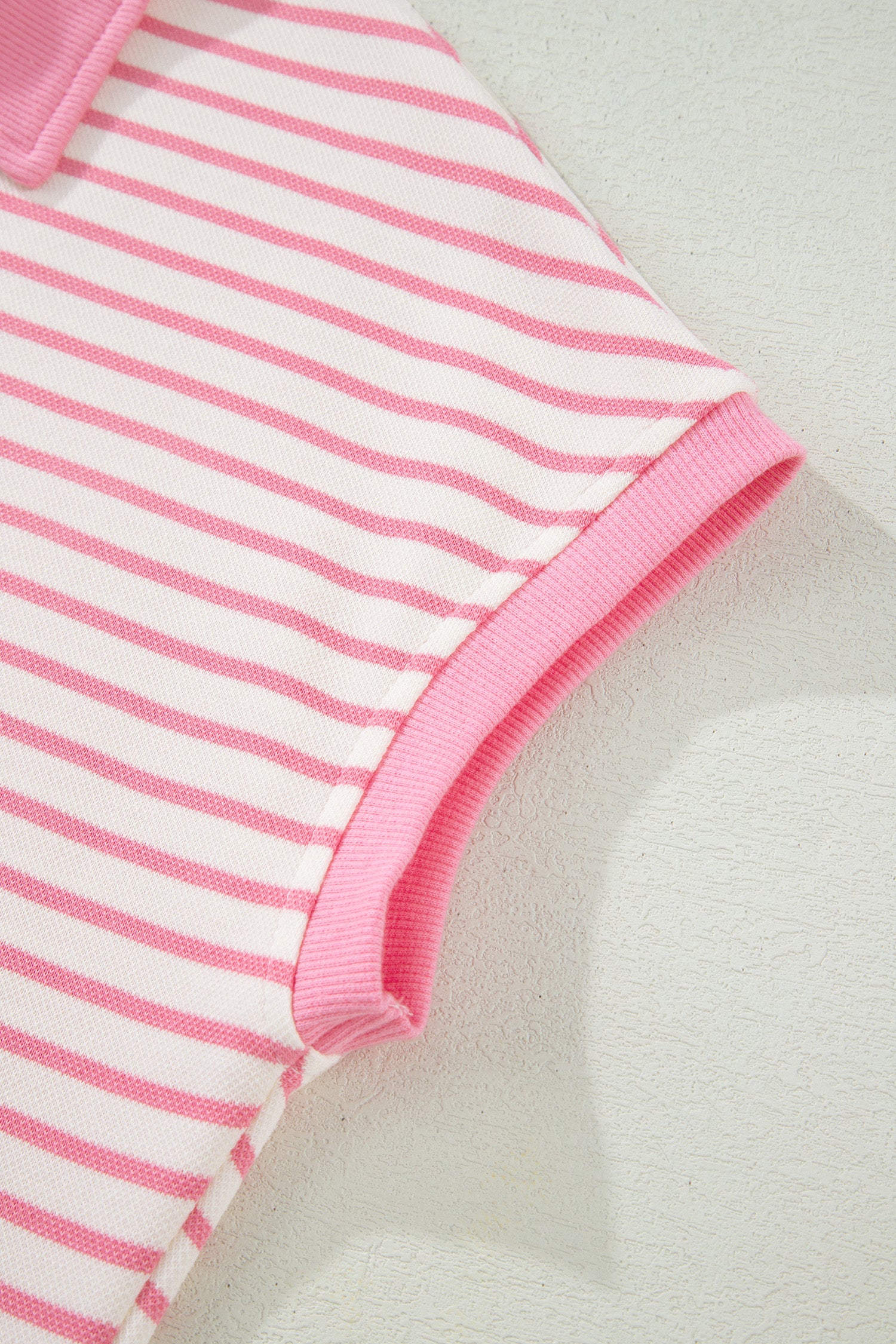 Striped Polo Tee & Drawstring Skort Set – Pink