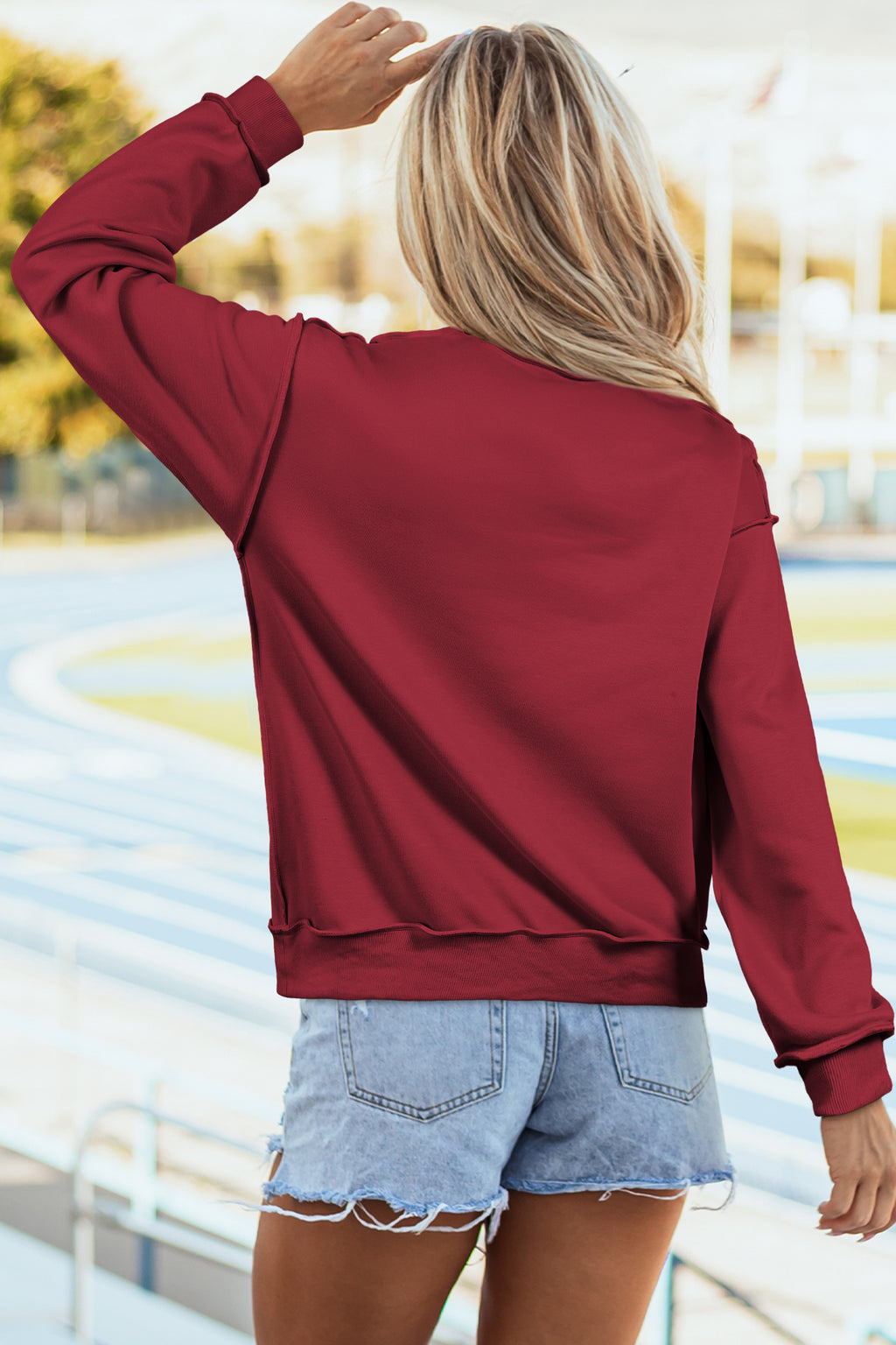 Carrot Oversized Reversible Sweatshirt Drop Shoulder Mock Neck Women S-XL