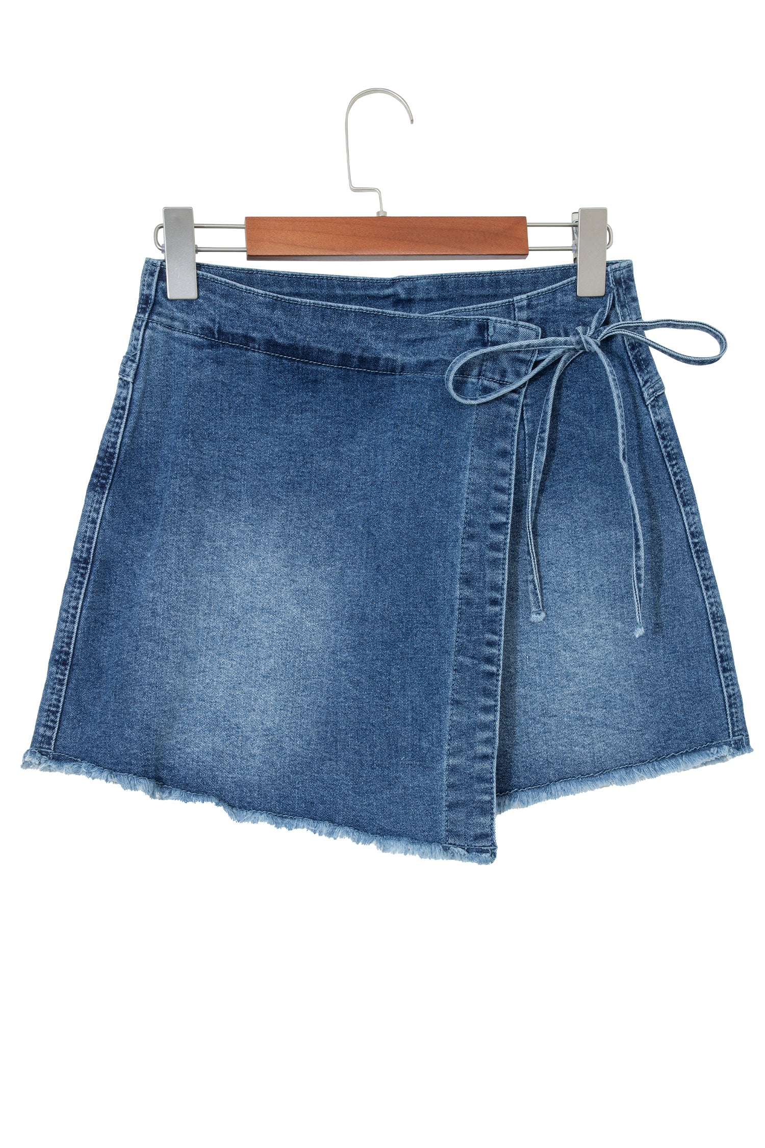 Shop Ashleigh Blue Wrapped Tied Waist Denim Skort at LivelyLooks