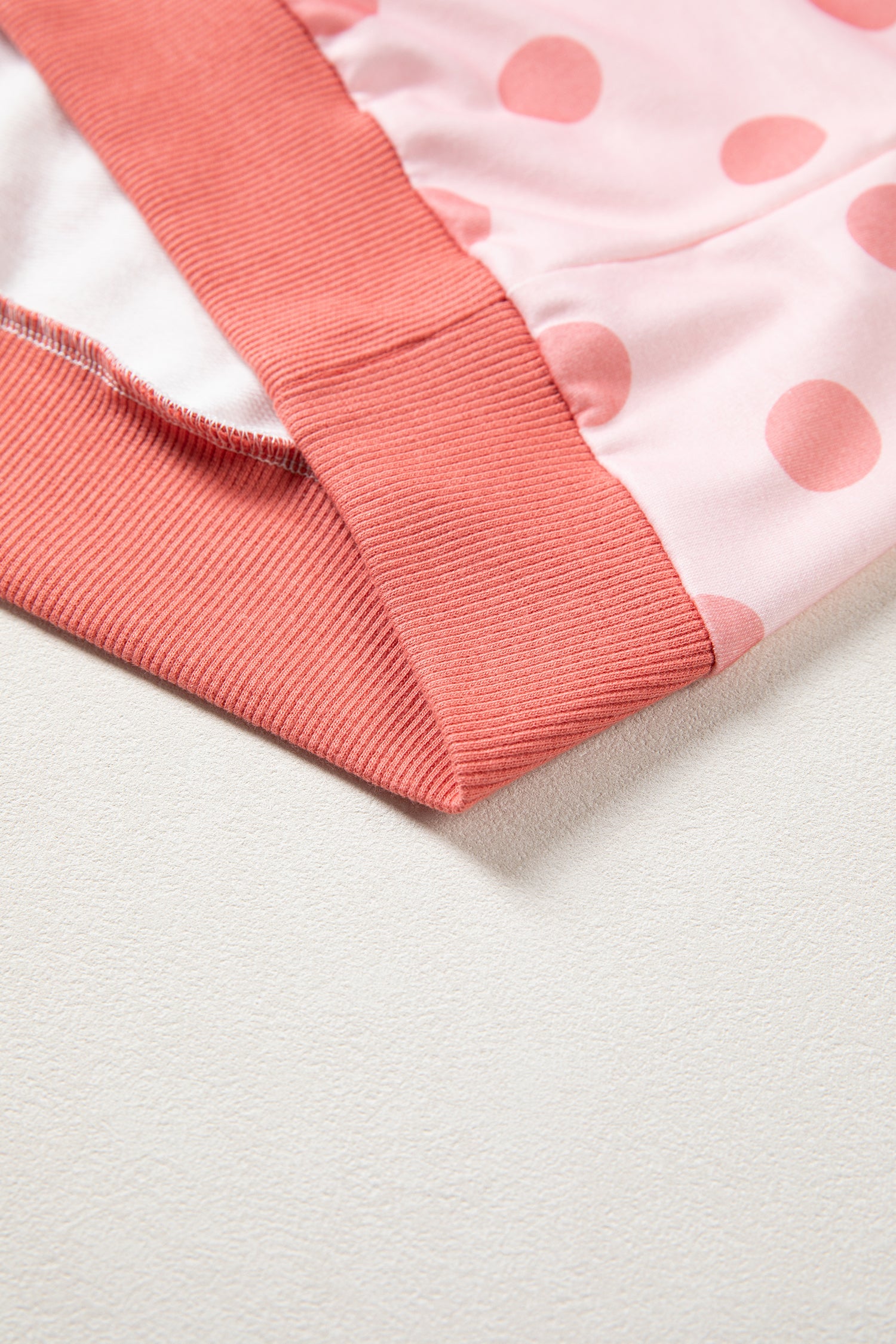 Shop Pink Color Block Trim Polka Dot Casual Tee at LivelyLooks