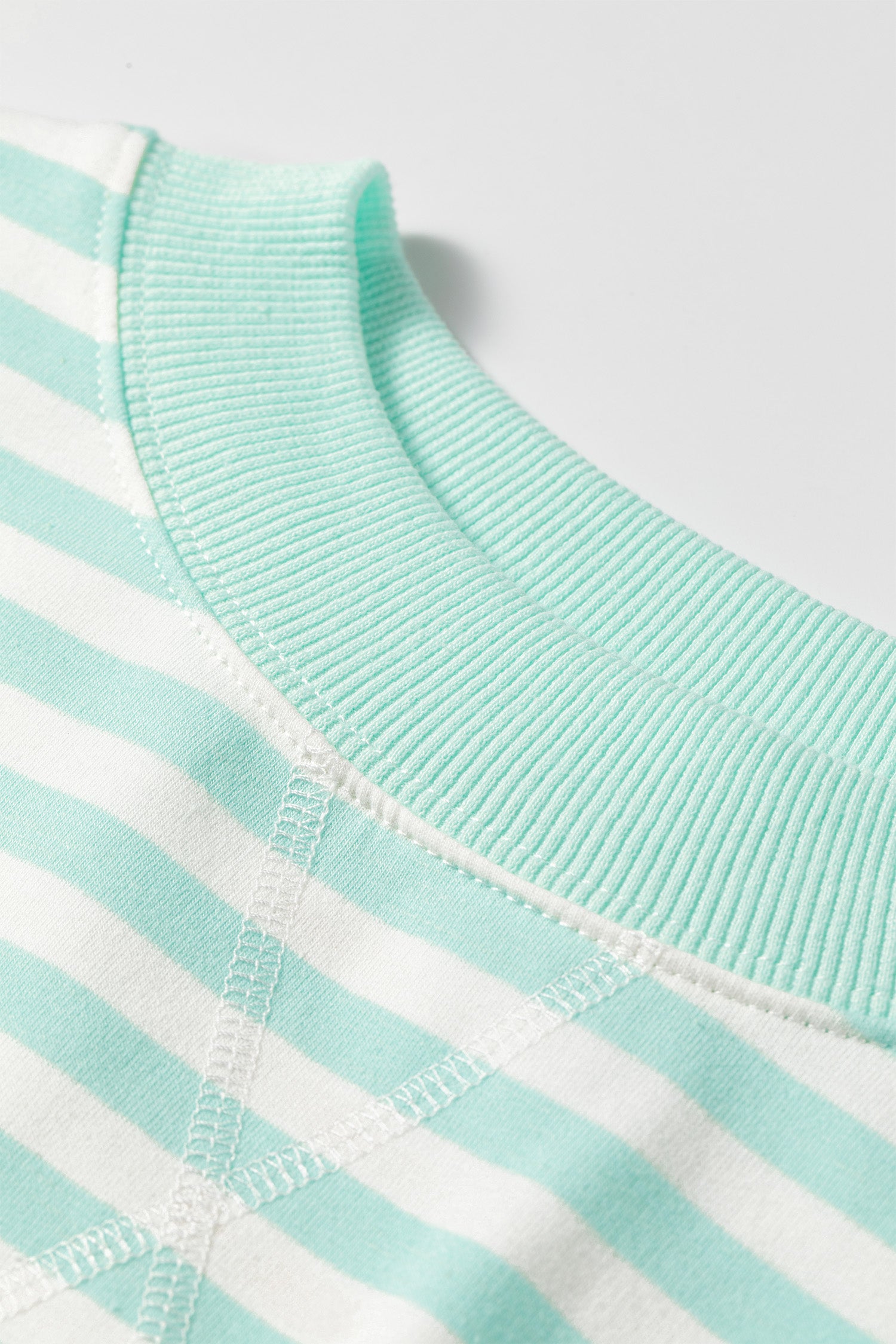 Green Stripe Ribbed Colour Block Half Sleeve Top & Mini Skort Set | UK 8–22