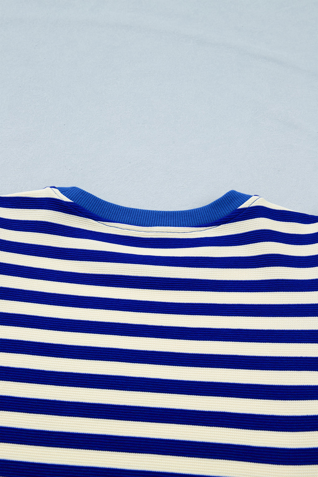 Striped Contrast Trim Cap Sleeve Top & Shorts Set – Blue