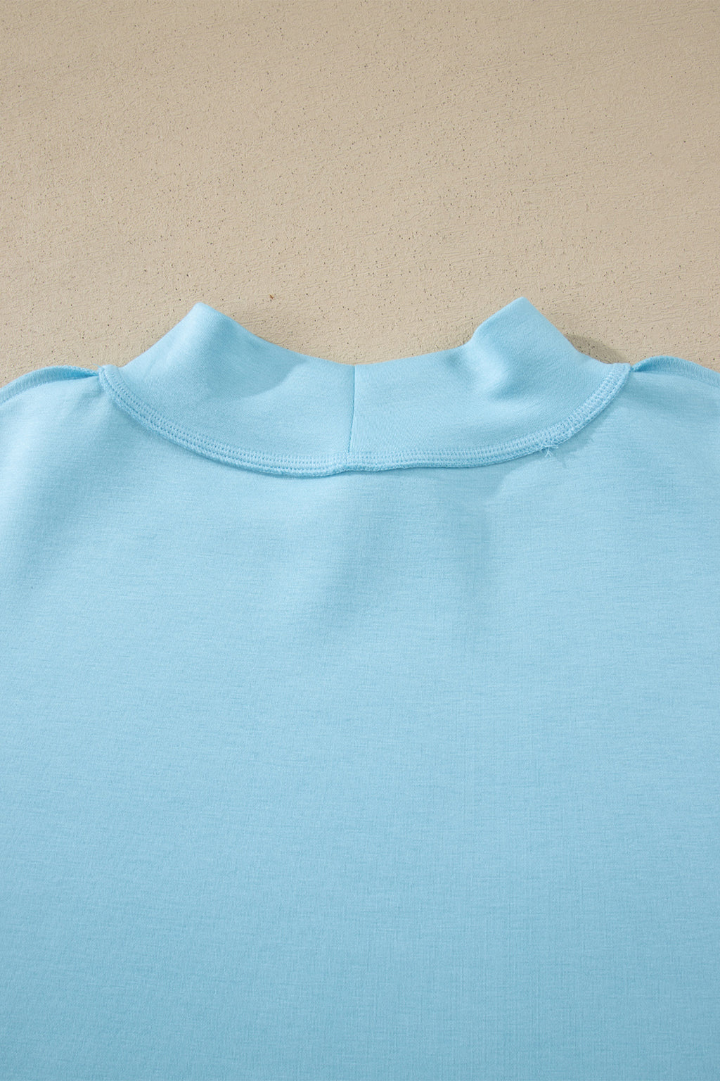 Exposed Seam Mock Neck Oversized Tee & Shorts Set – Mist Blue