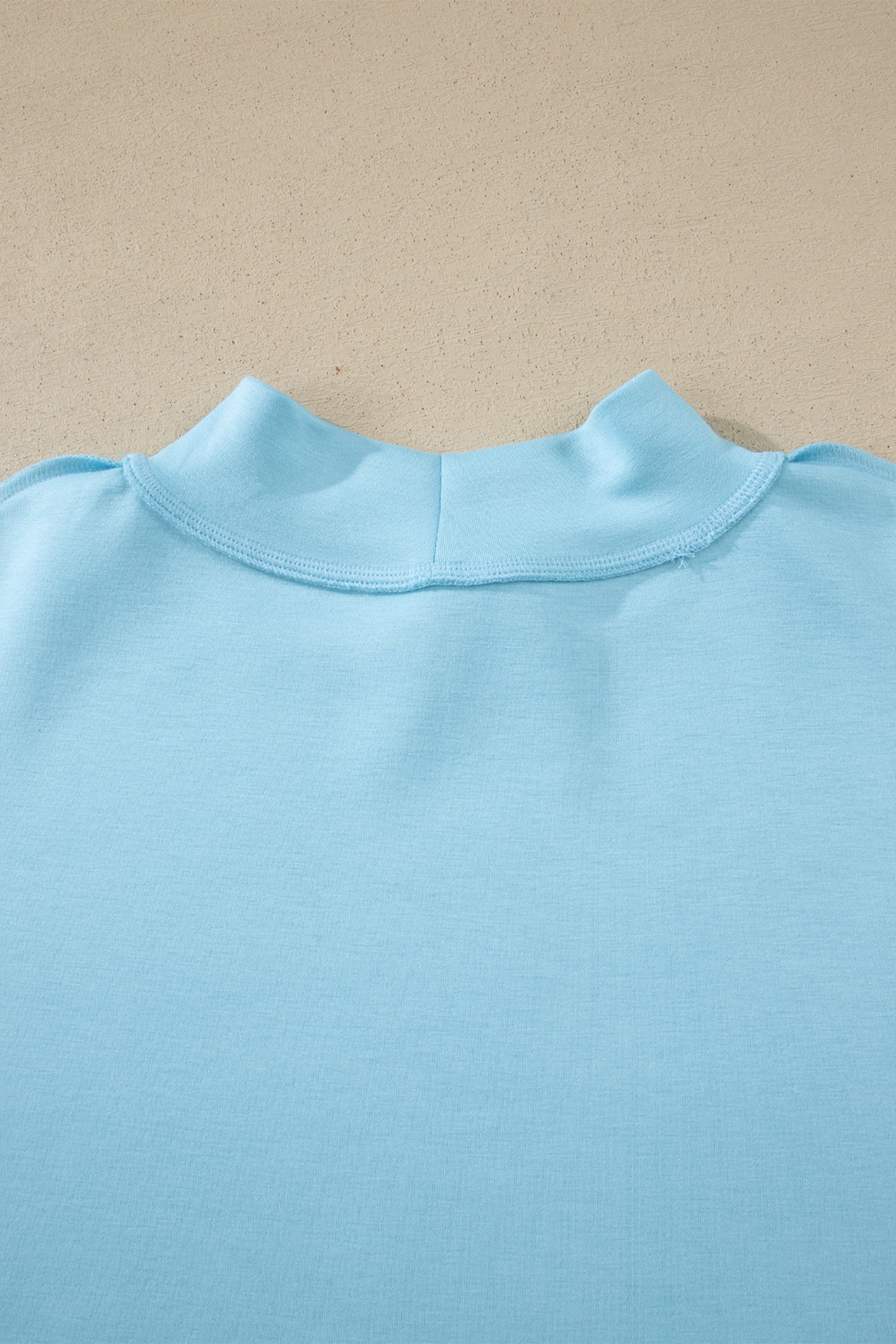 Exposed Seam Mock Neck Oversized Tee & Shorts Set – Mist Blue