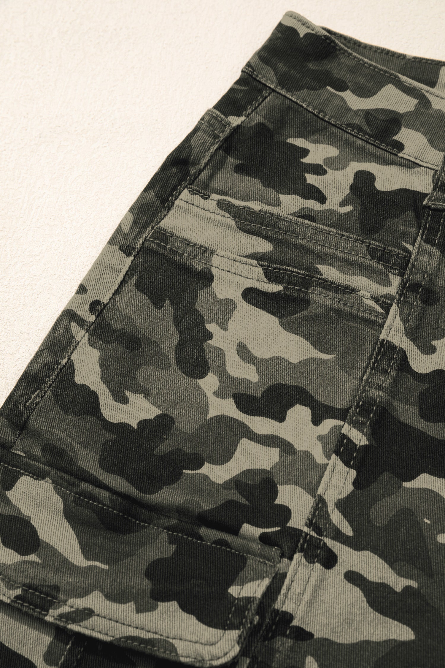 Women's Women's Green Camo Cargo Denim Jeans Multi-Pocket Stretch UK 4-16 at LivelyLooks