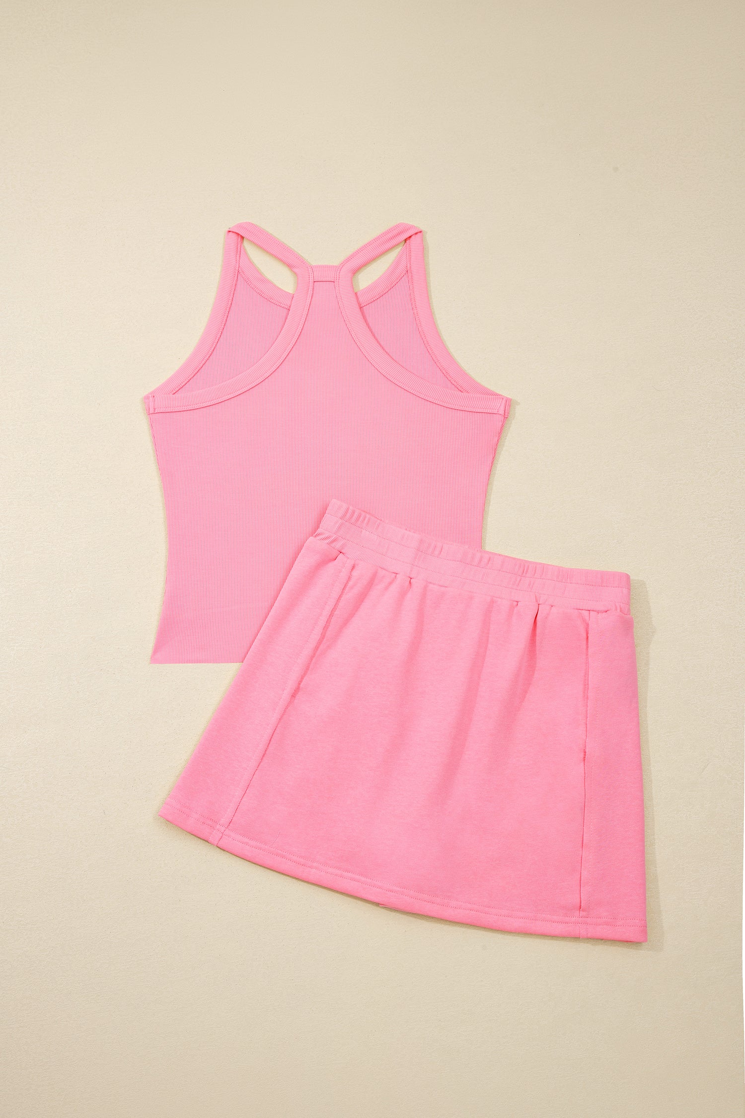Shop Women's Slim Cropped Tank Top & Mini Skort Co-ord Set Summer Outfit Green at LivelyLooks