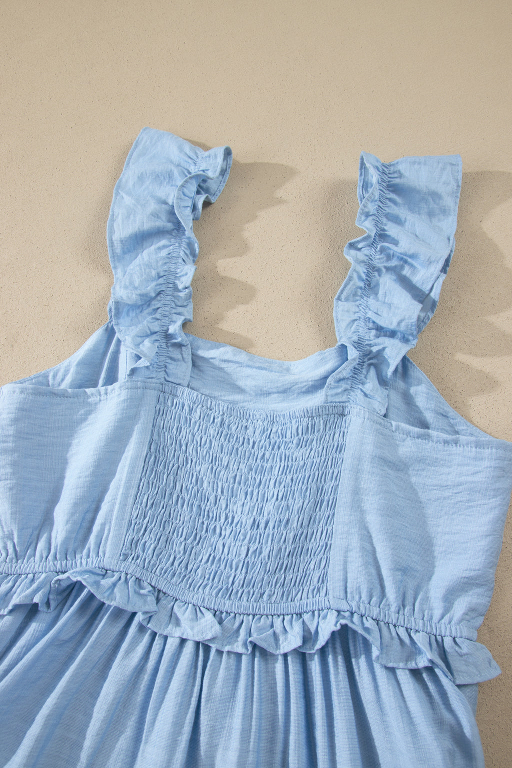 Shop Bonbon Solid Colour Ruffle Trim High Waist Sleeveless Maxi Dress at LivelyLooks