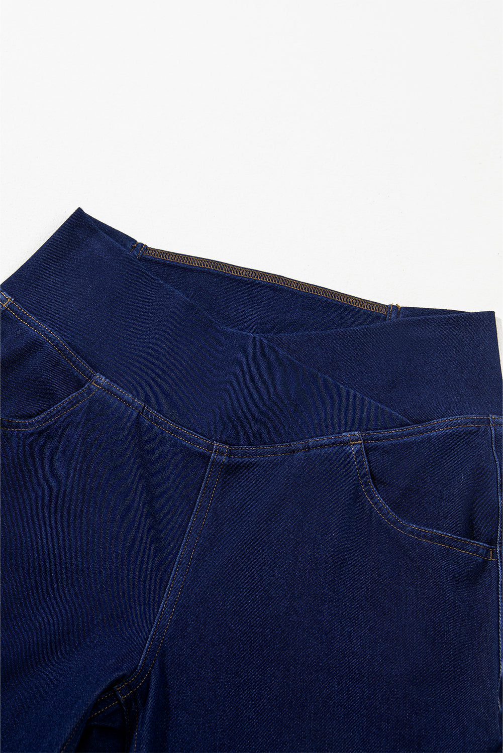 Women's Women's Flare Knit Jeans Crossed Waist High Elastic Fit Sizes S-2XL at LivelyLooks