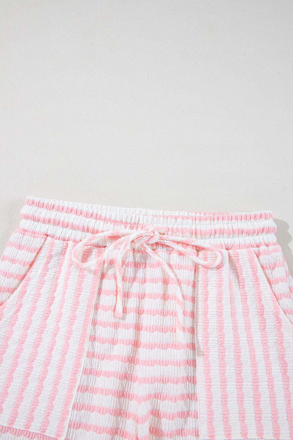 Shop Stripe Knitted Short Sleeve Top & Drawstring Shorts Co-ord S-3XL at LivelyLooks