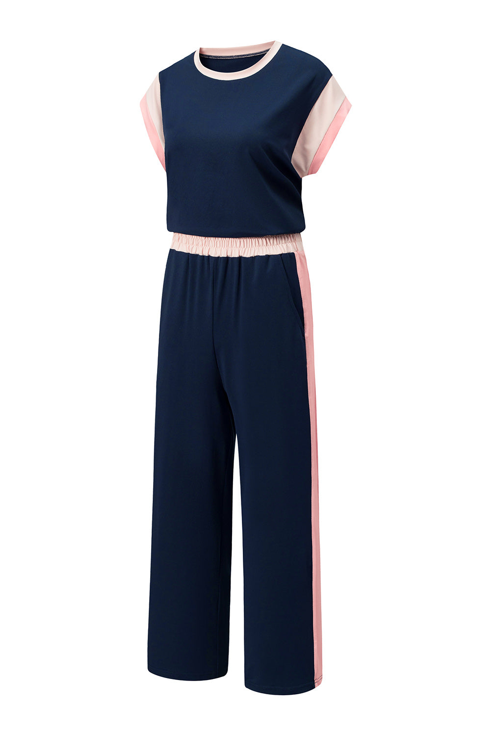 Colour Block Cap Sleeve Tee & Crop Wide Leg Trousers Set | 8 Colours