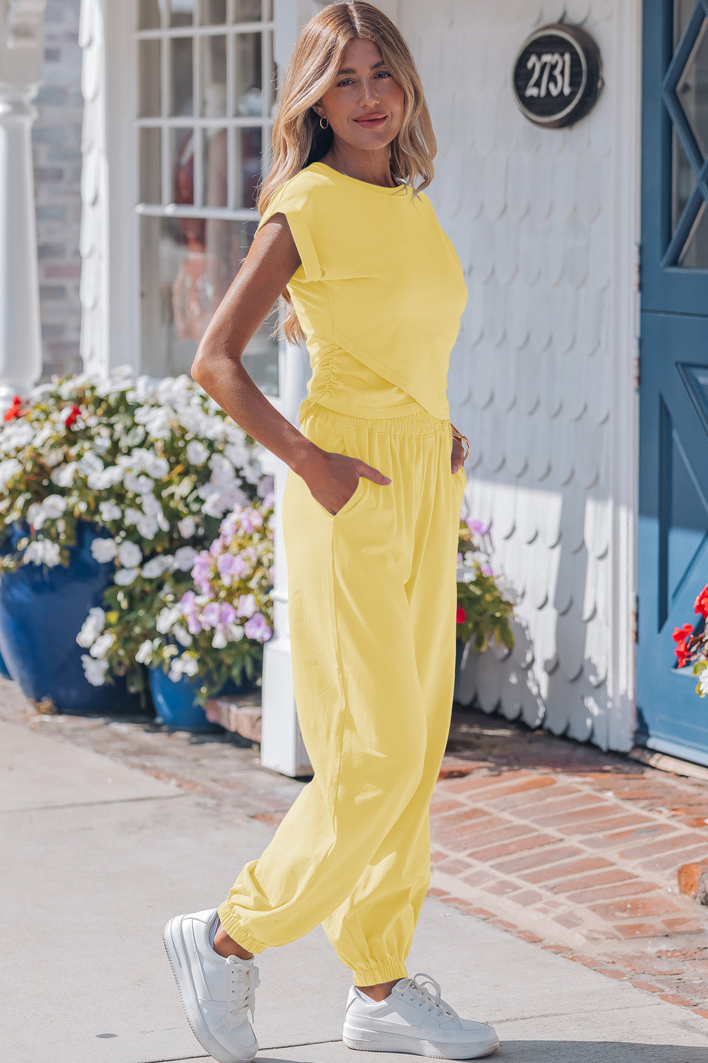 Solid Cropped Cap Sleeve Tank & Jogger Pants Set | 4 Colours | Sizes 8-22