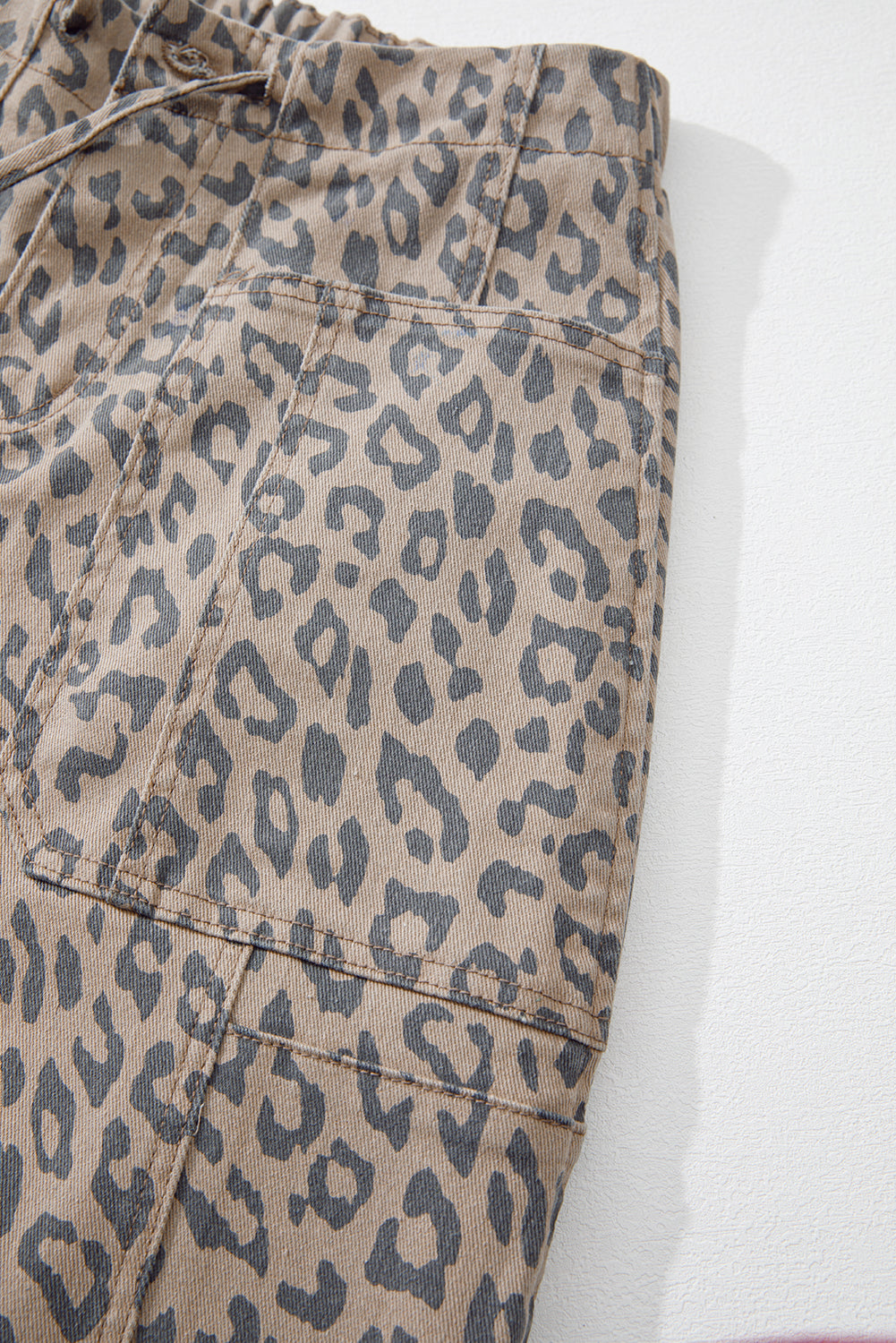 Shop Leopard Print Drawstring Elastic Waist Barrel Jeans UK 8-20 at LivelyLooks