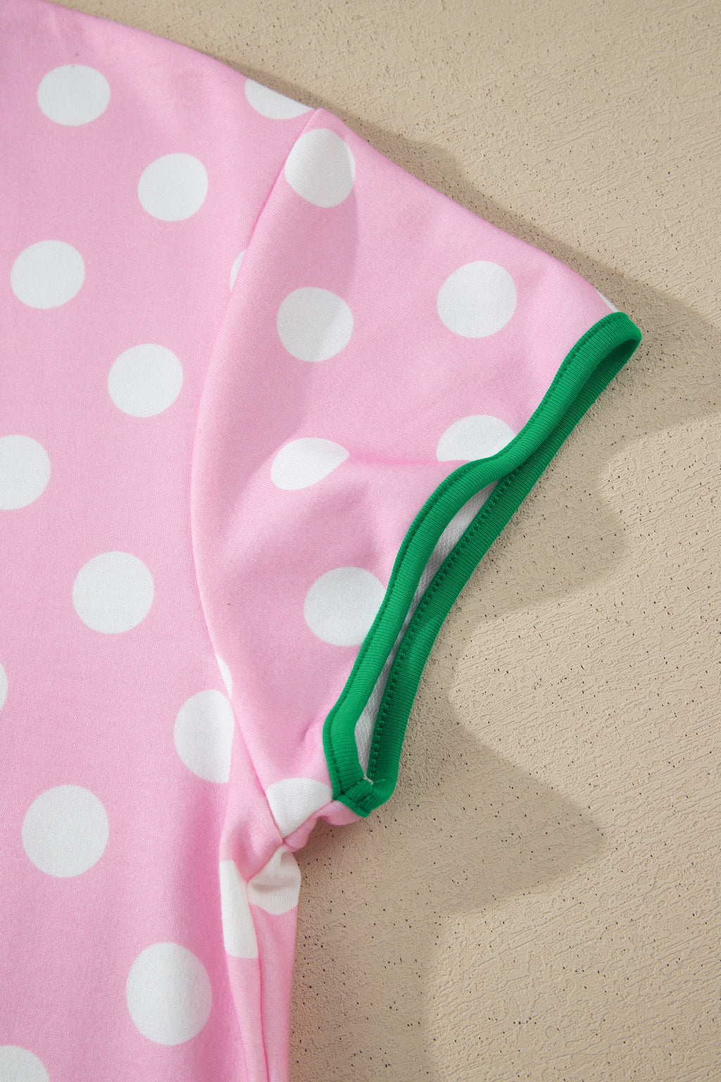 Polka Dot Contrast Edge Casual Short Set Pink Sky Blue Women S-XL
