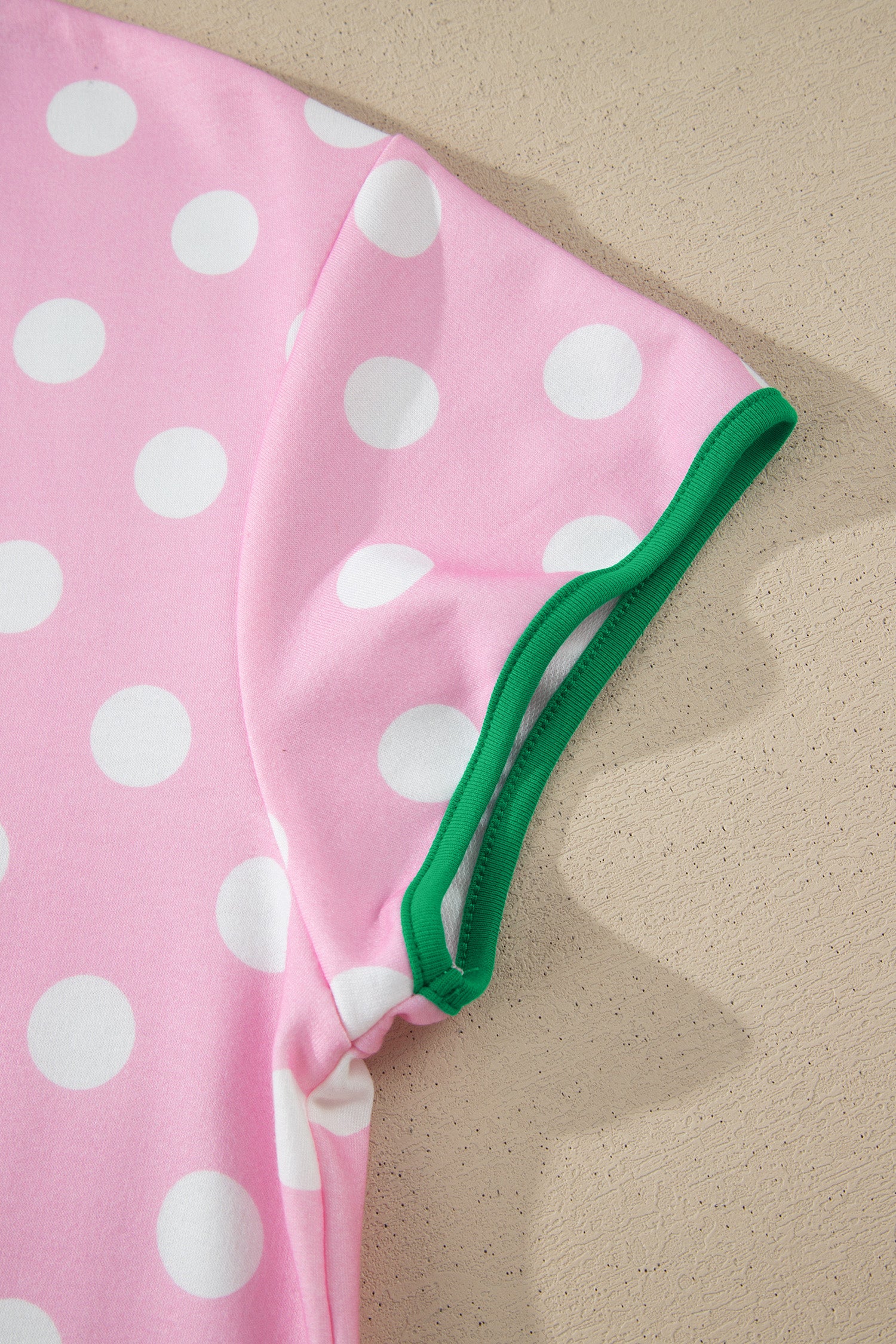 Polka Dot Contrast Edge Casual Short Set Pink Sky Blue Women S-XL