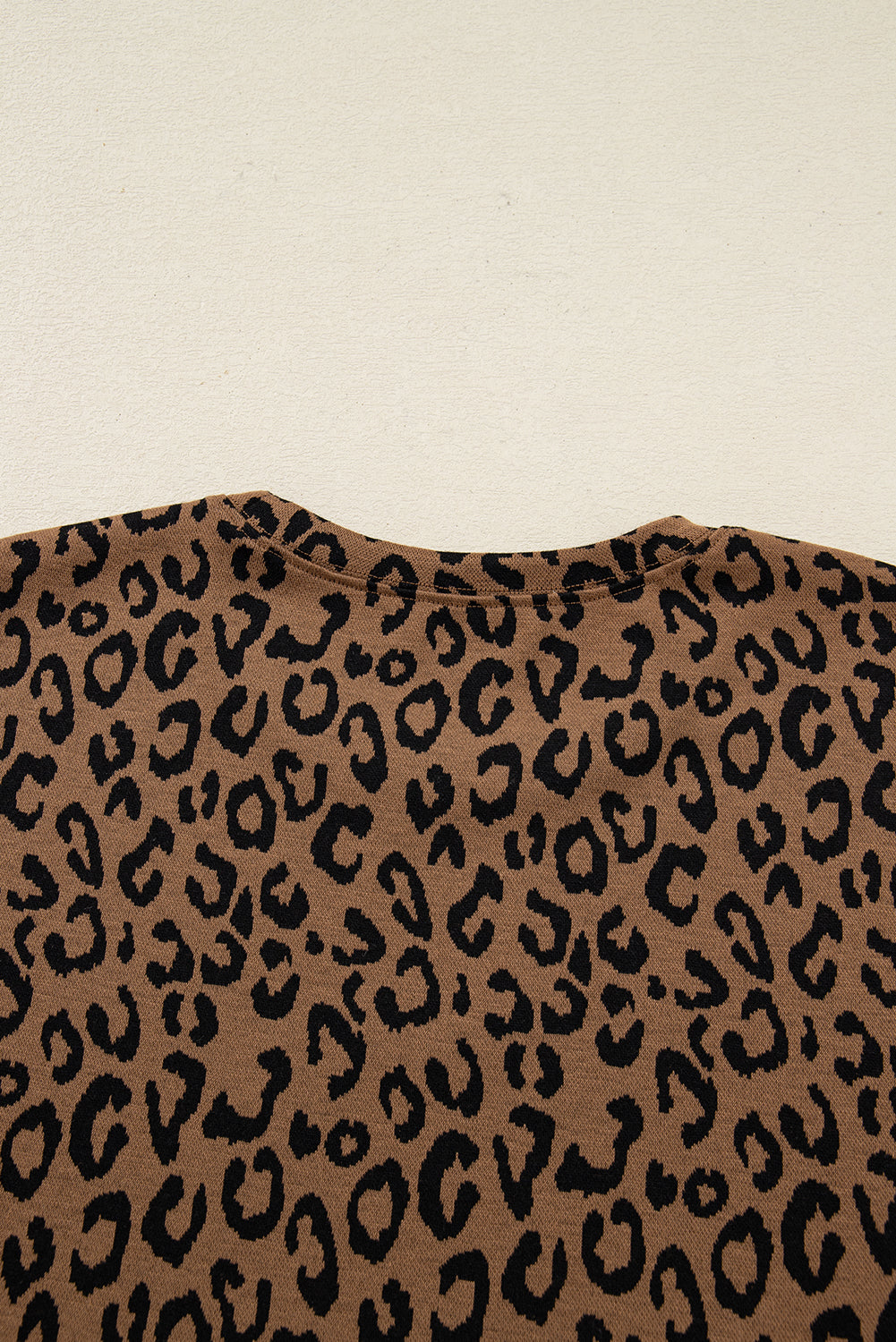 Brown Varsity Stripe Leopard Print Long Sleeve Top & Drawstring Trouser Set