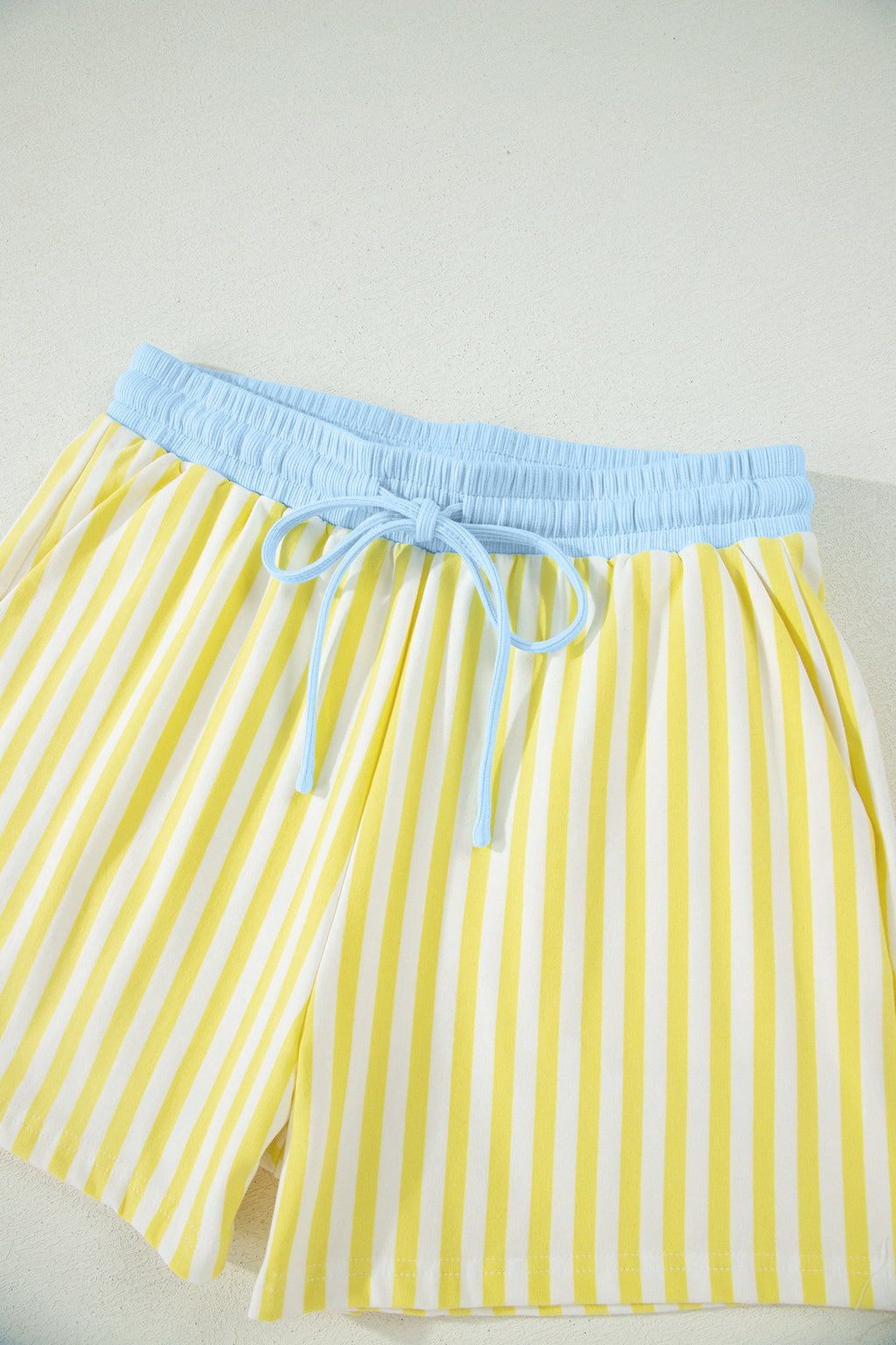 LivelyLooks Women's Stripe V-Neck Tee & Drawstring Shorts Set Contrast Trim S-XL women's fashion
