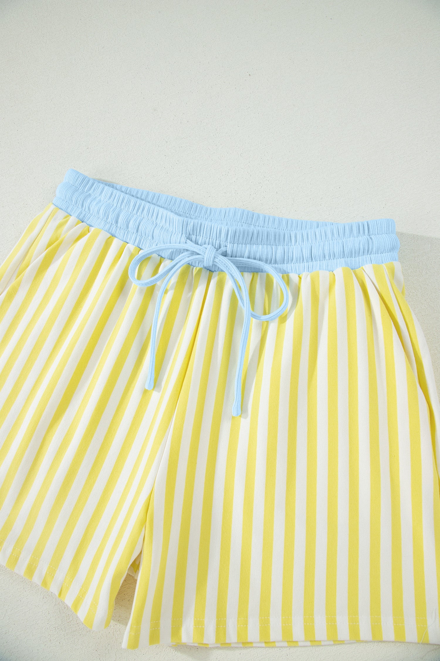 LivelyLooks Women's Stripe V-Neck Tee & Drawstring Shorts Set Contrast Trim S-XL women's fashion