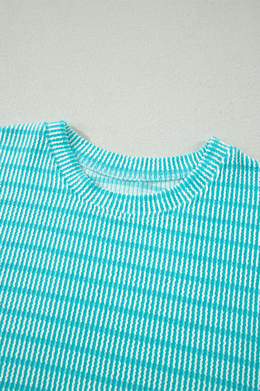 Stripe Raised Rib Tee & Drawstring Shorts Set Women's S-XL