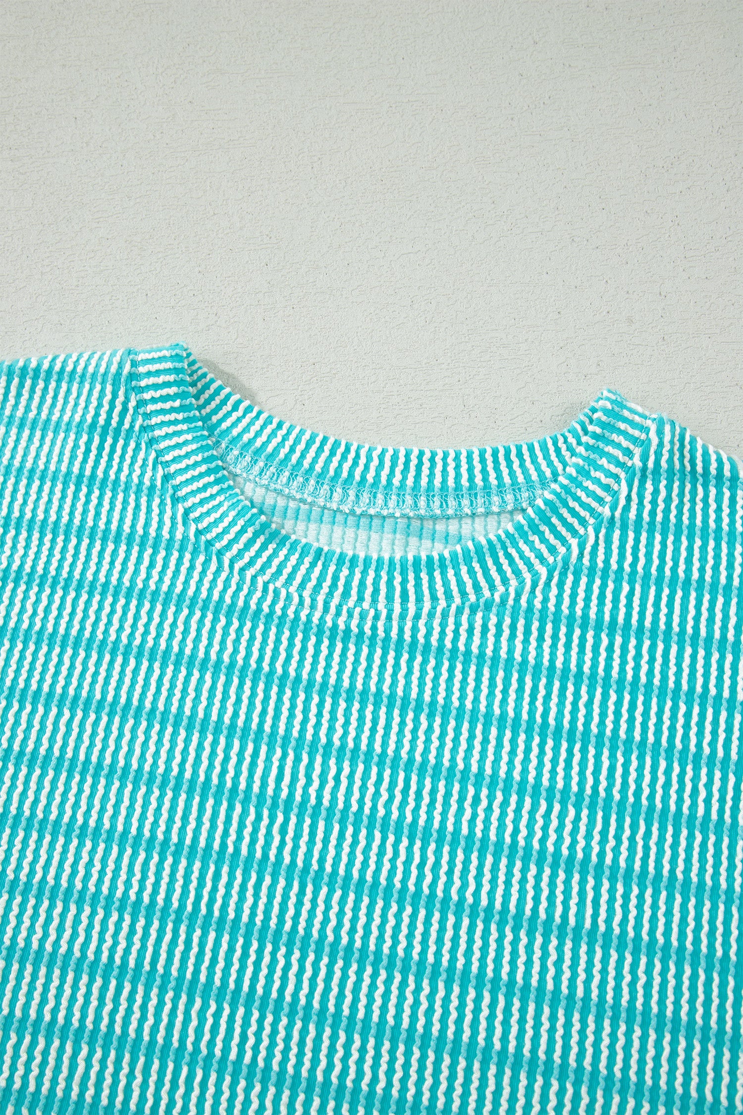 Stripe Raised Rib Tee & Drawstring Shorts Set Women's S-XL