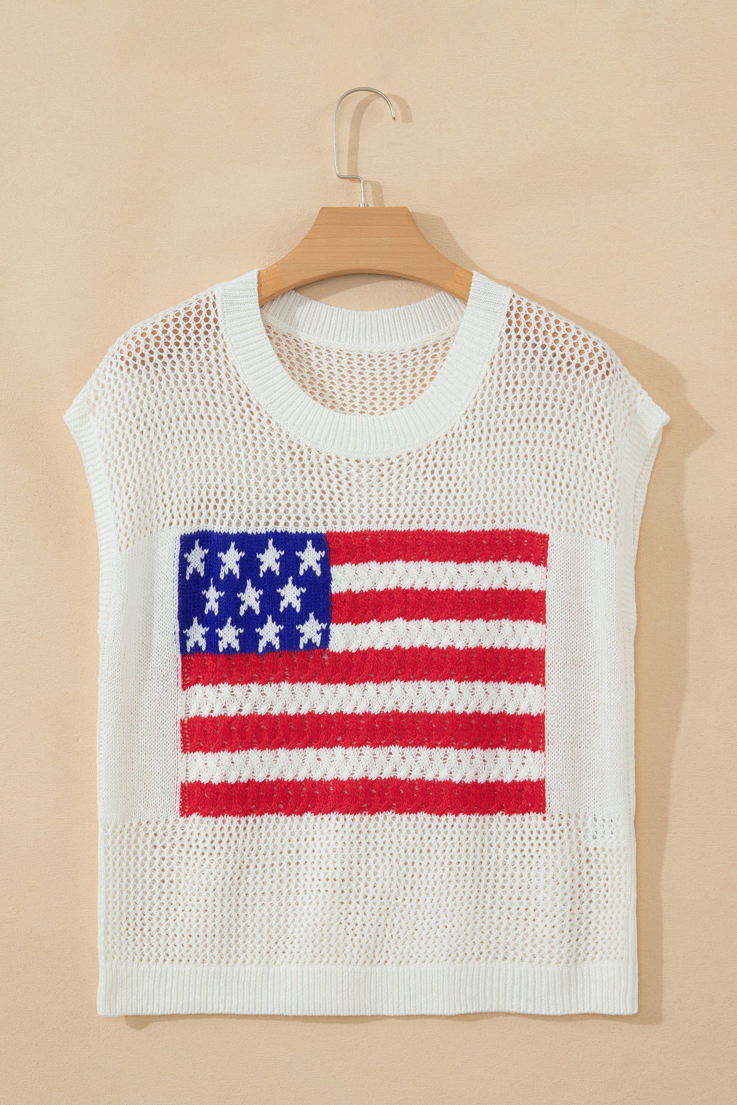 Women's Fiery Red Flag Graphic Short Sleeve Sweater Top at LivelyLooks