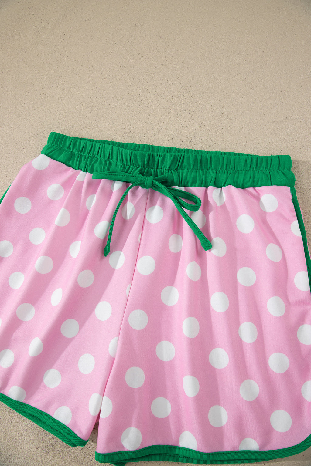 Polka Dot Contrast Edge Casual Short Set Pink Sky Blue Women S-XL