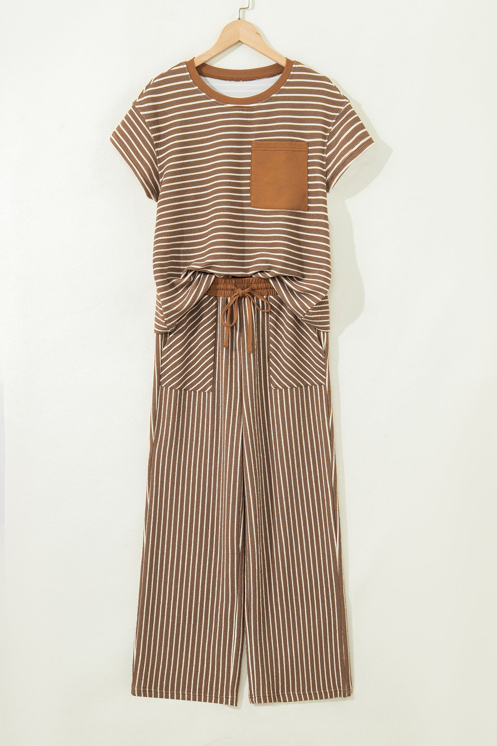 Stripe Crew Neck Tee & Drawstring Cropped Trousers Set | 4 Colours | Sizes 8-22