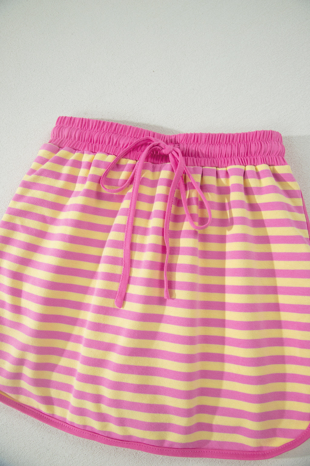 Striped Short Sleeve Top & Mini Skirt Set – Pink & Blue