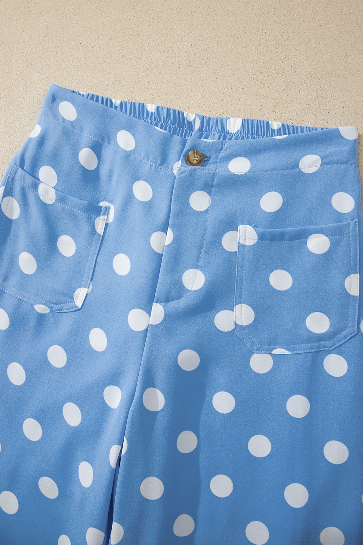 Sky Blue Polka Dot Wide Leg Trousers | Sizes S-XL