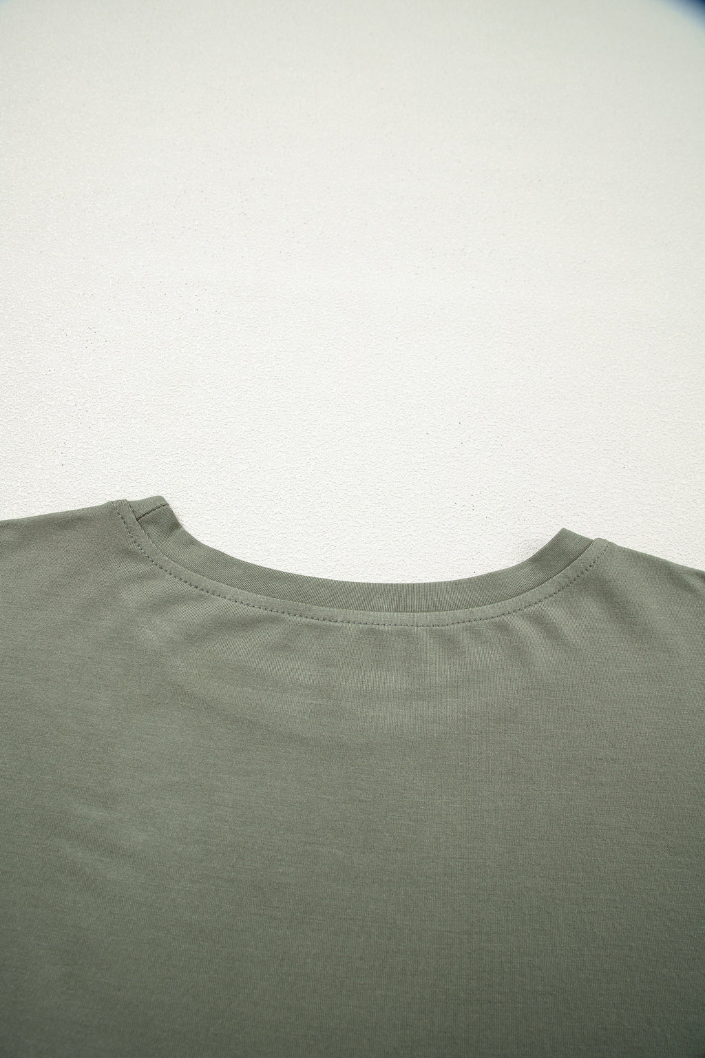 Oversized Tee & Tie Wrap Mini Skort 2pcs Set | Black & Laurel Green