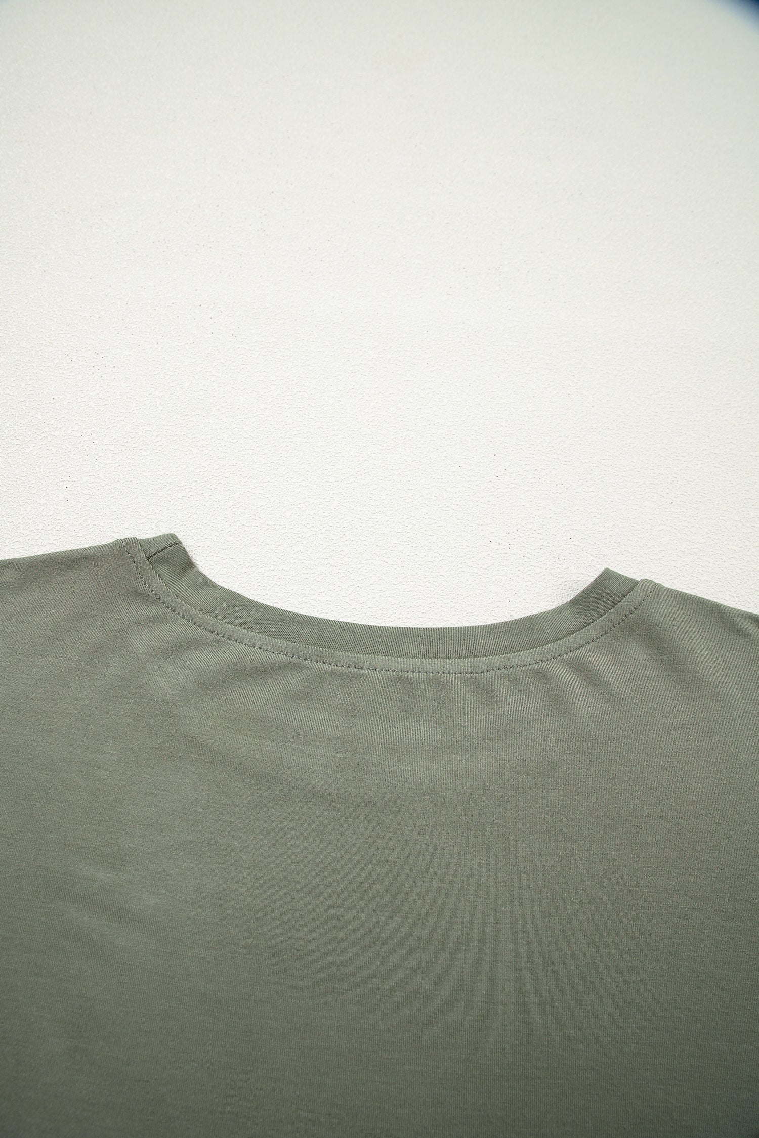 Oversized Tee & Tie Wrap Mini Skort 2pcs Set | Black & Laurel Green