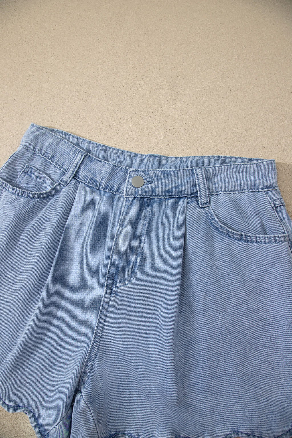 Blue Scalloped Hem Denim Shorts | Casual Summer | UK 8-20