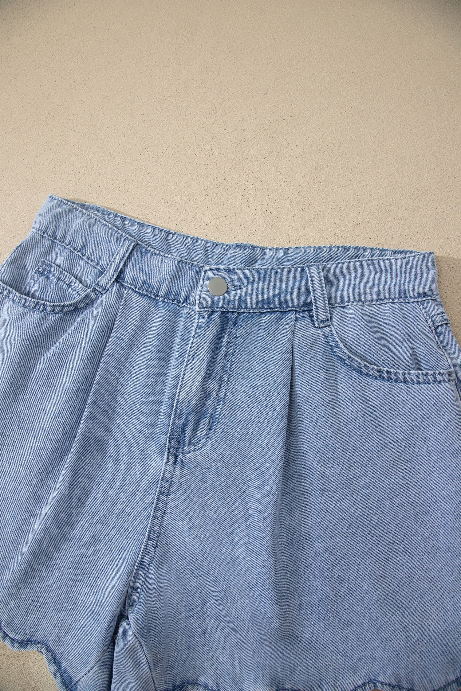 Blue Scalloped Hem Denim Shorts | Casual Summer | UK 8-20